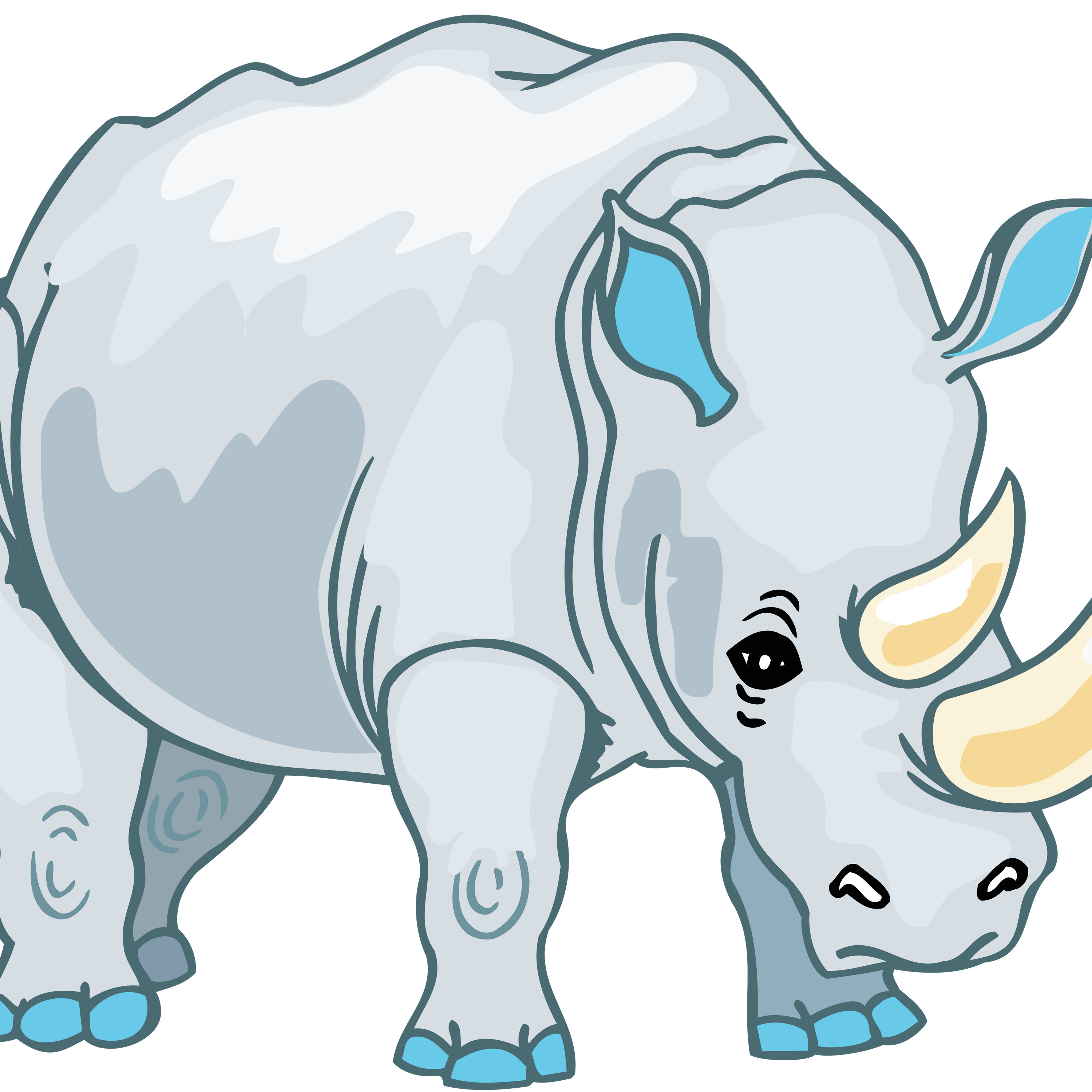 Rhino Cartoon Clipart icons