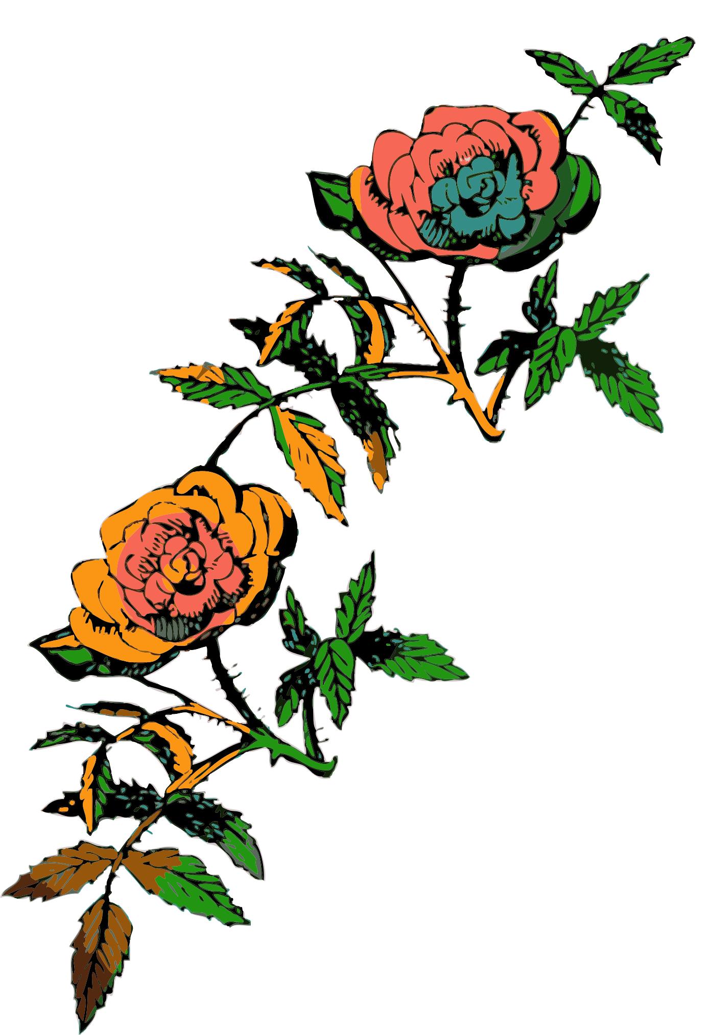 Rose decoration in color png