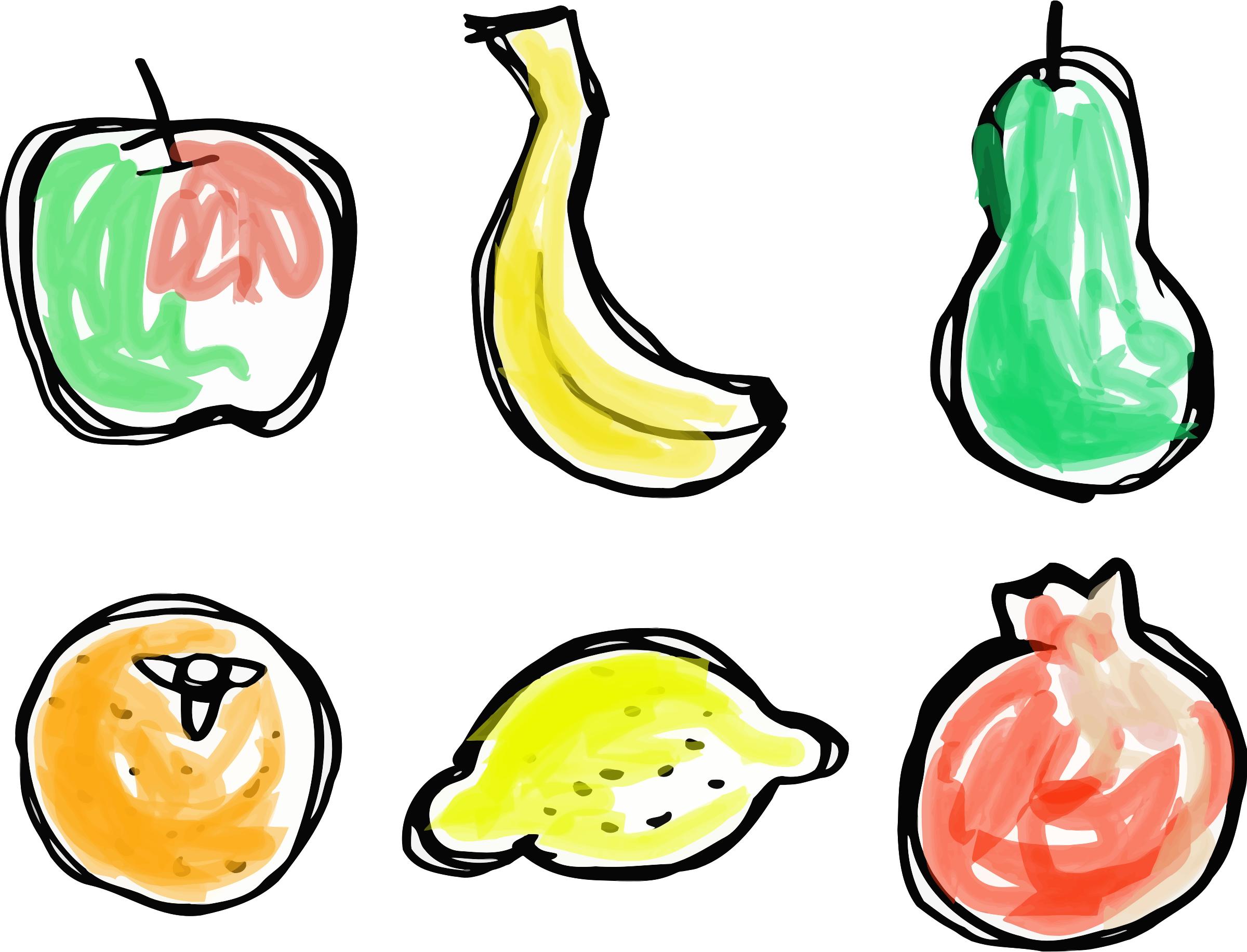 Roughly drawn fruit png