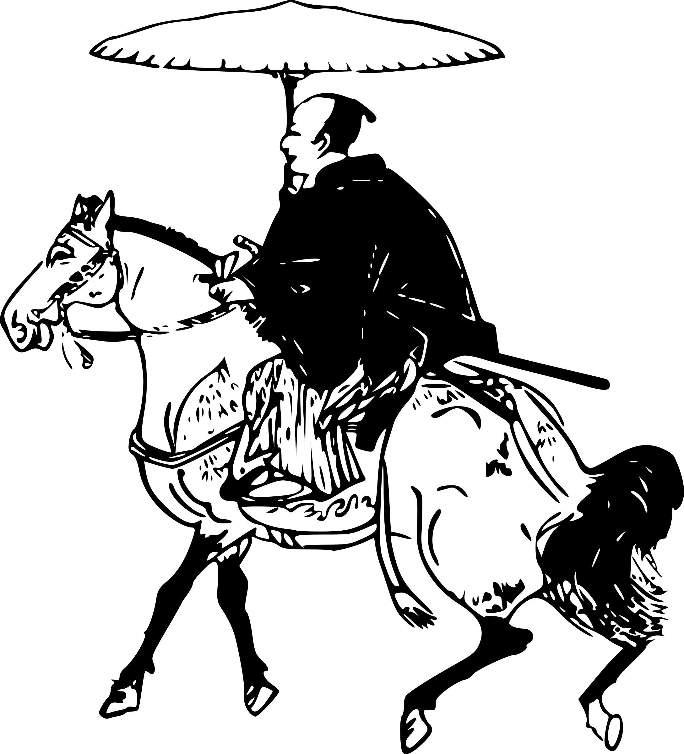Samurai On a Horse (with an umbrella) png