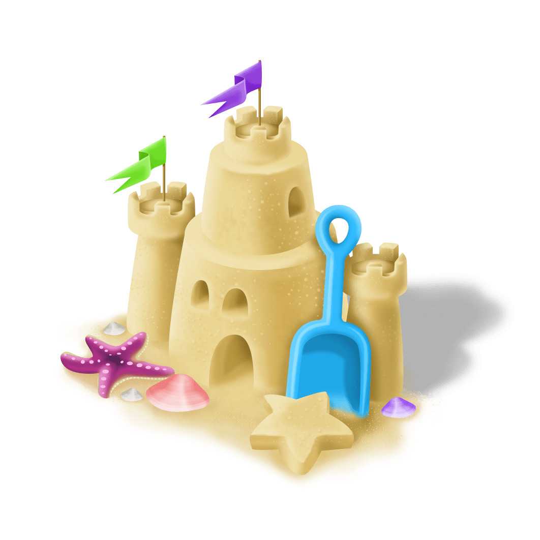 Sand Castle With Blue Spade png icons