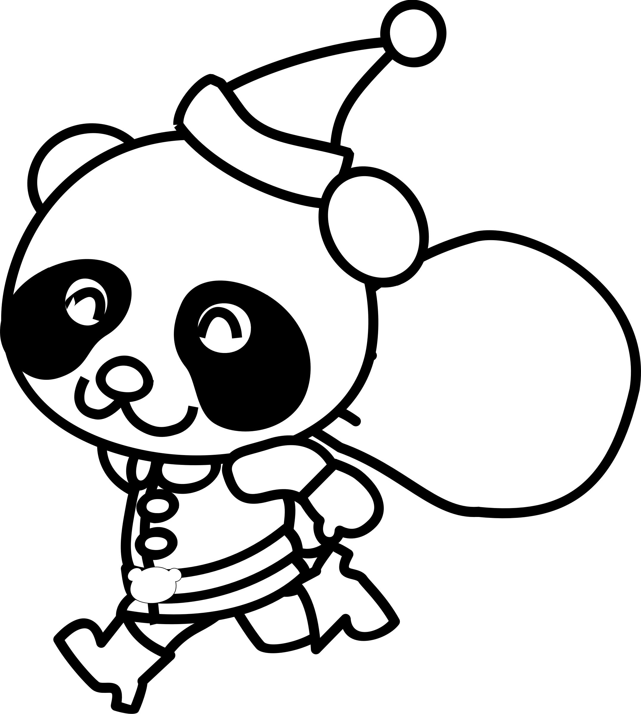Santa Panda Coloring Page png