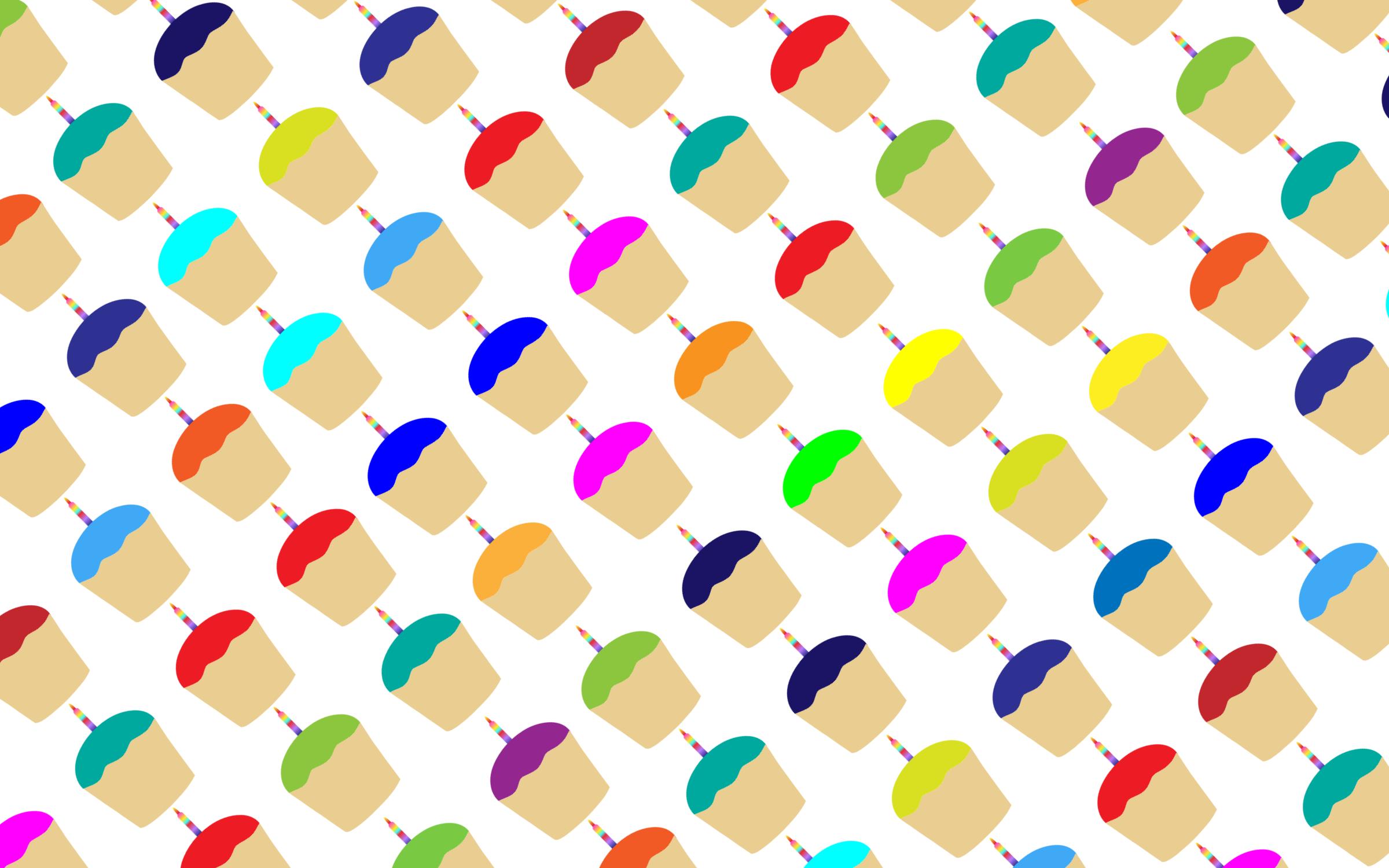 Seamless Colorful Cupcakes With Candles Pattern Rotated png