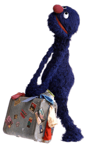 Sesame Street Grover and Suitcase png