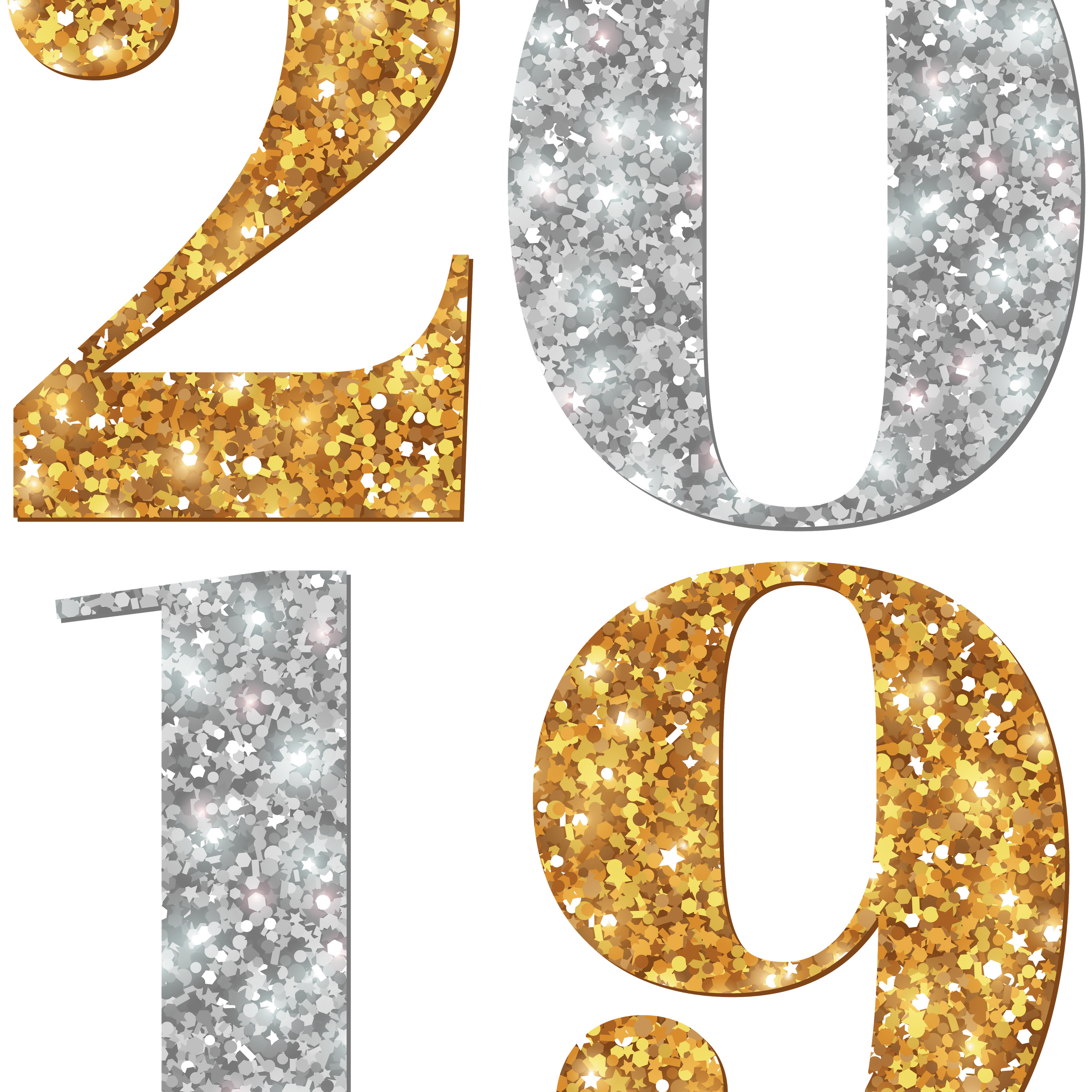 Silver and Gold 2019 Happy New Year png
