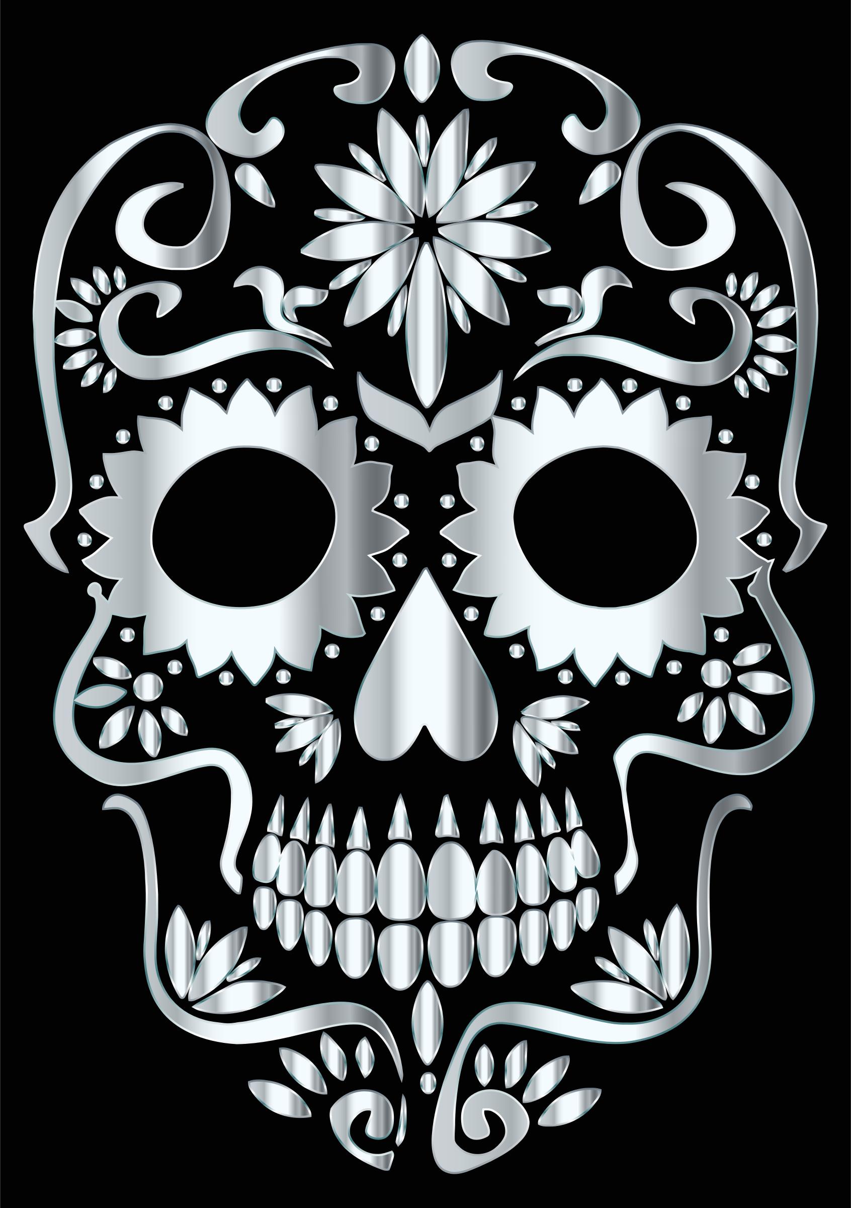 Silver Sugar Skull Silhouette PNG icons