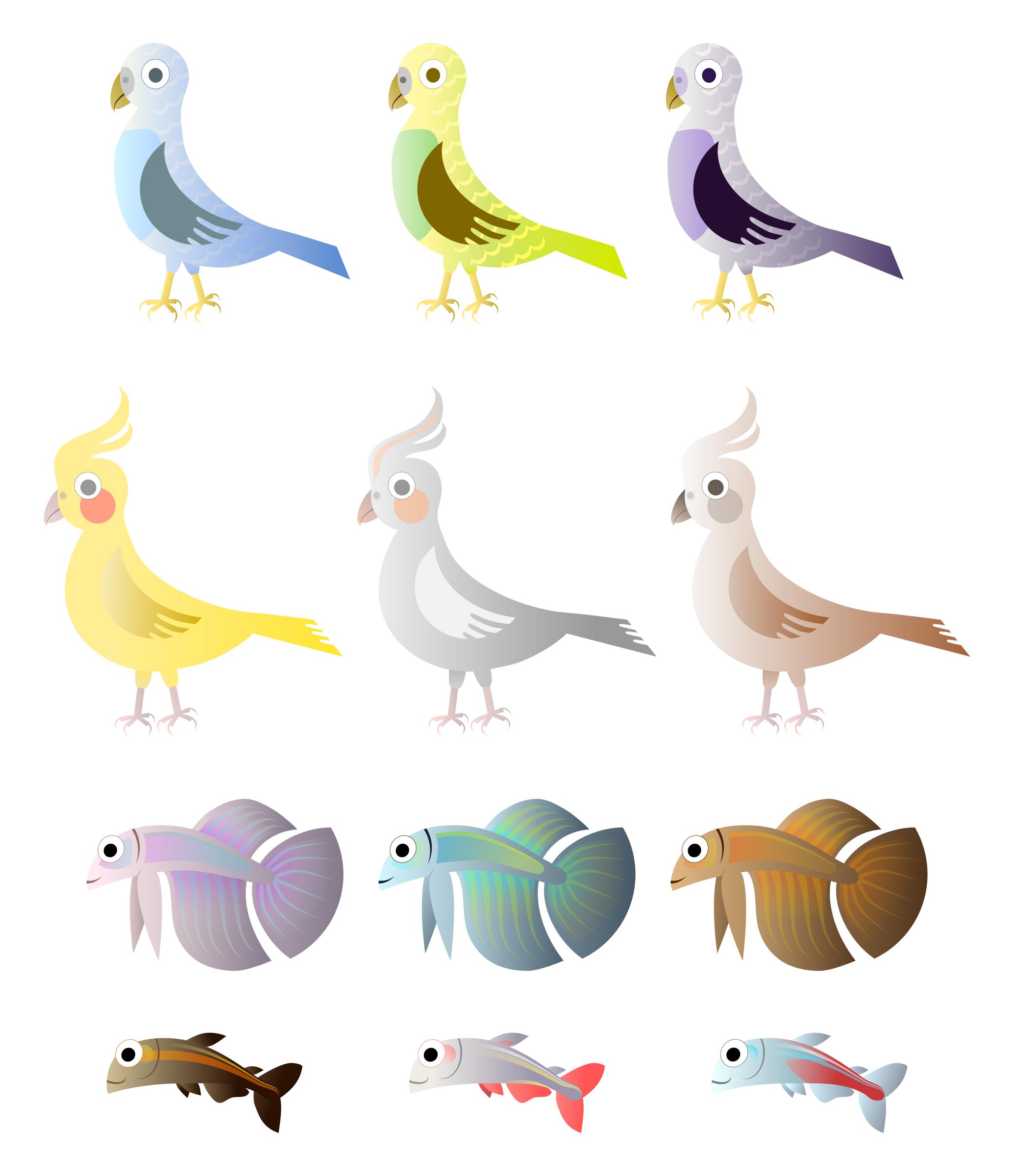 Simple Birds And Fishes png