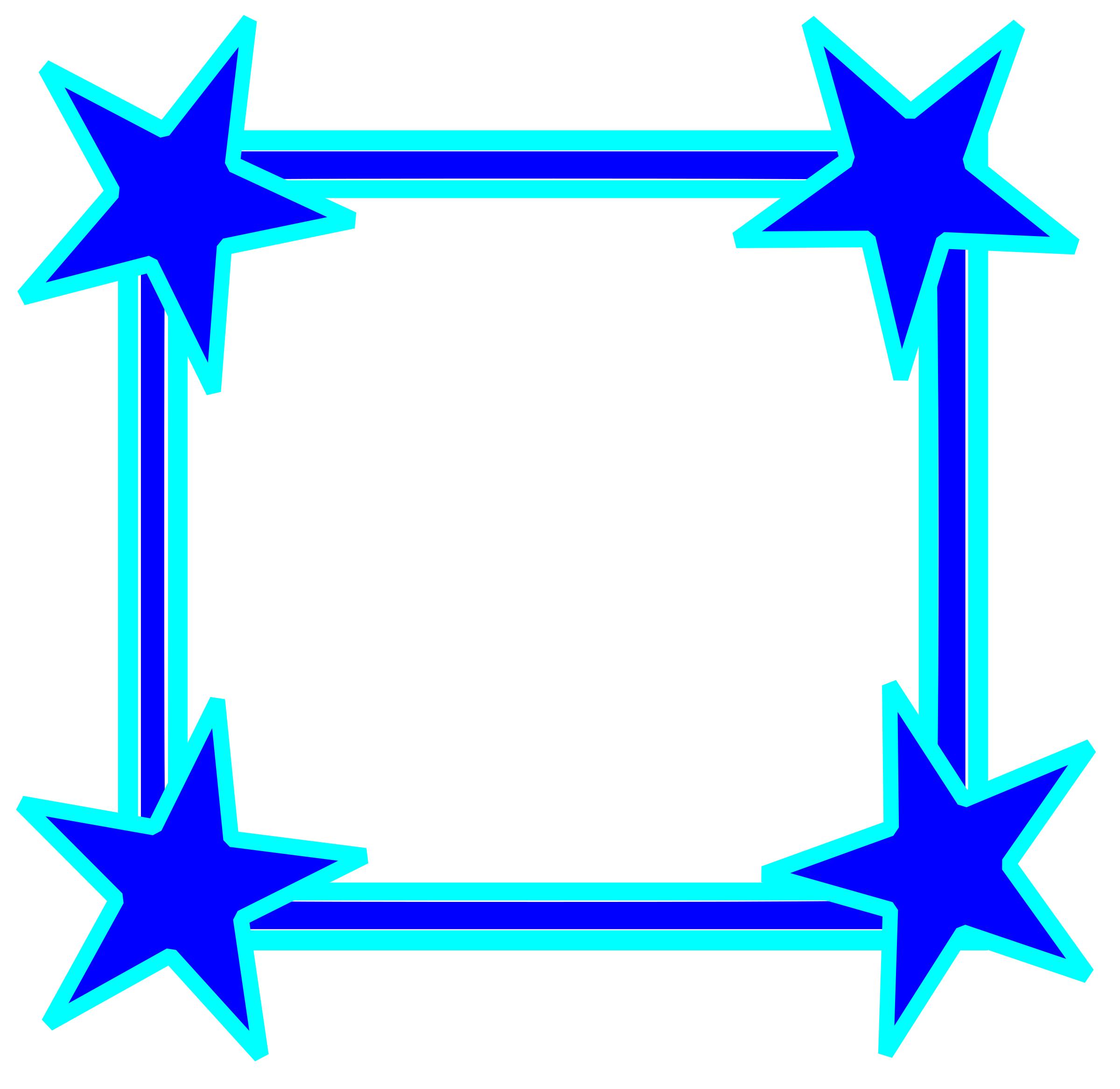 Simple Bright Blue Star Cornered Frame png