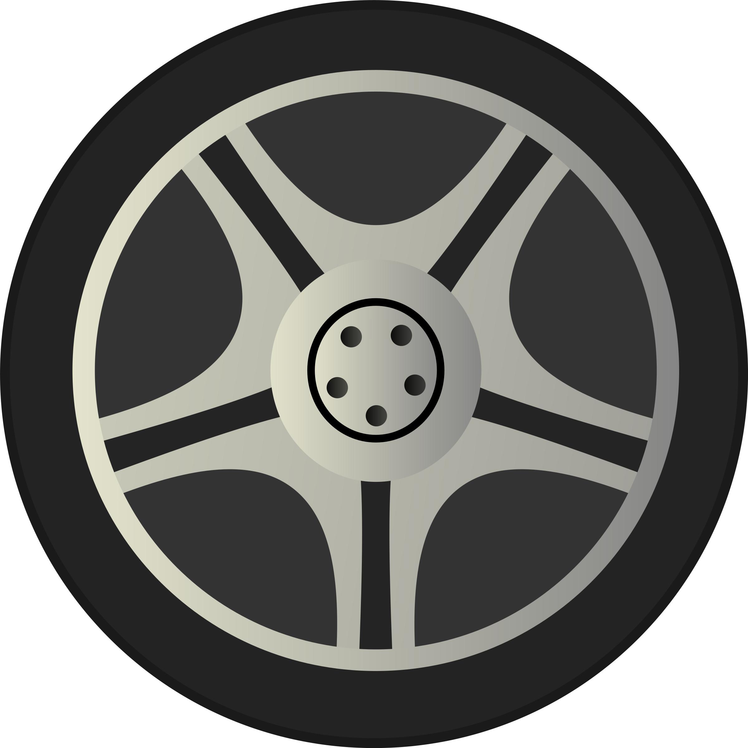Simple Car Wheel Tire Rims Side View PNG icons