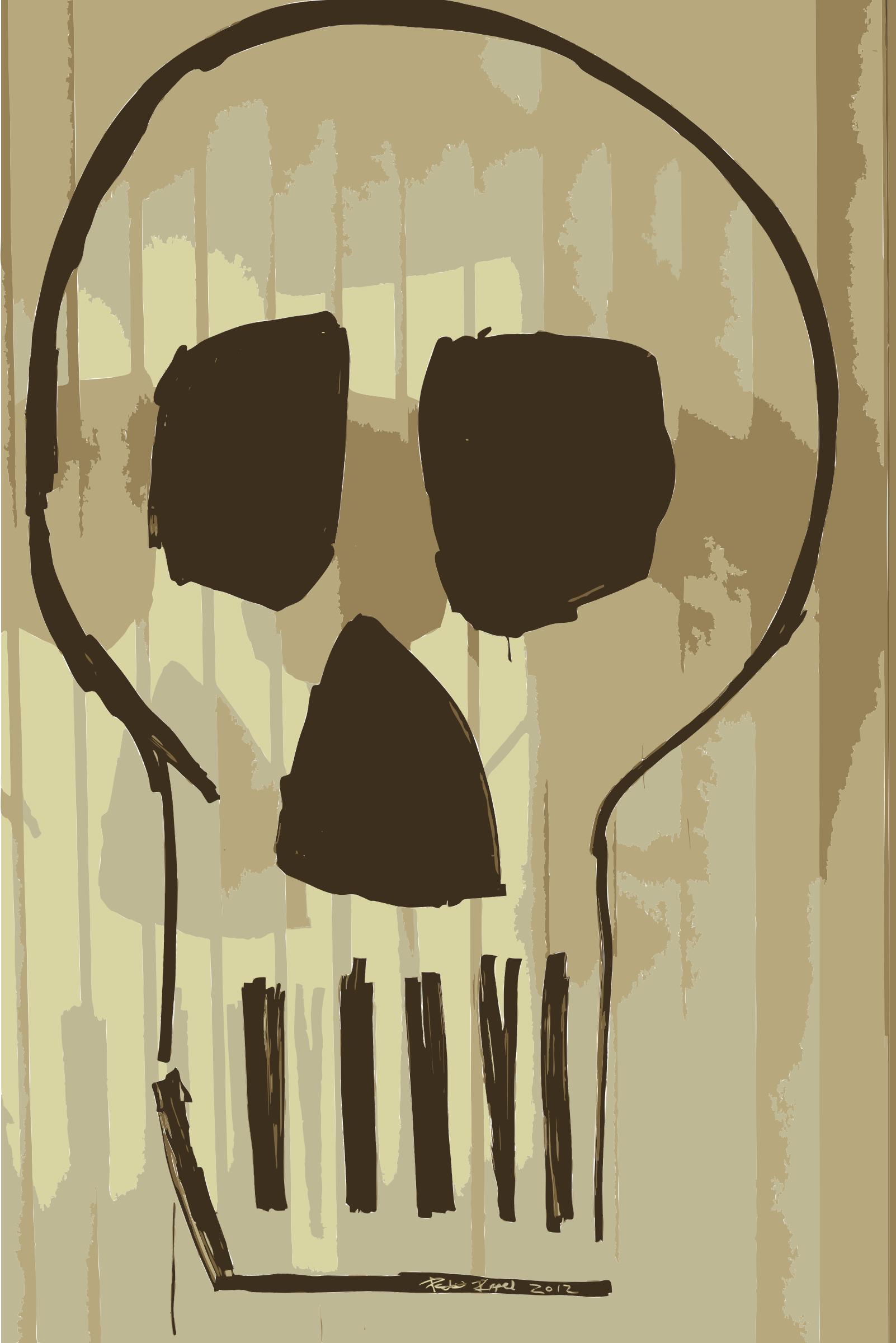 Skull Drawing with Montana Markers on Glass png
