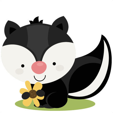 Skunk Holding Flower Cartoon png