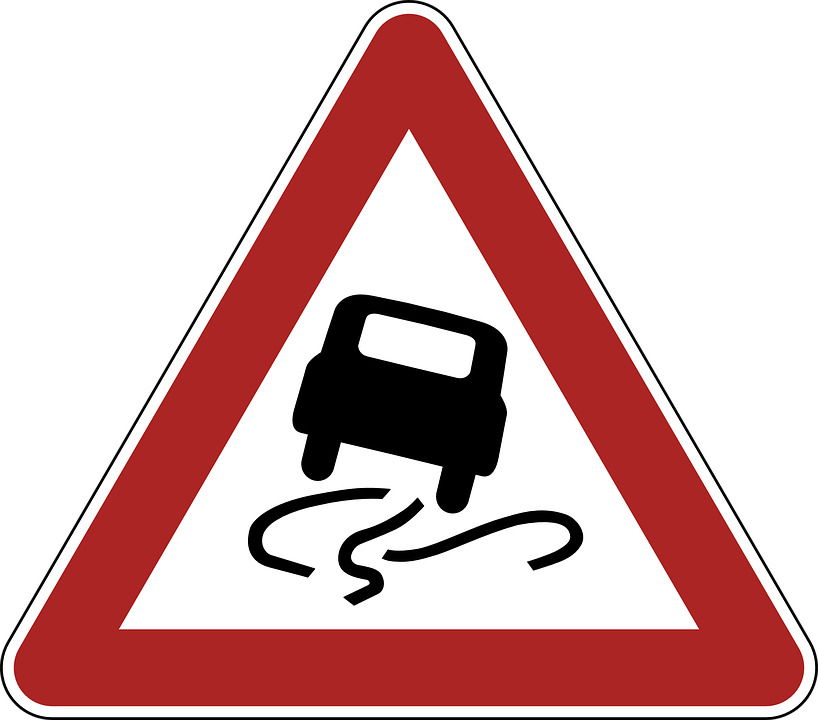 Slippery Road Warning Sign icons