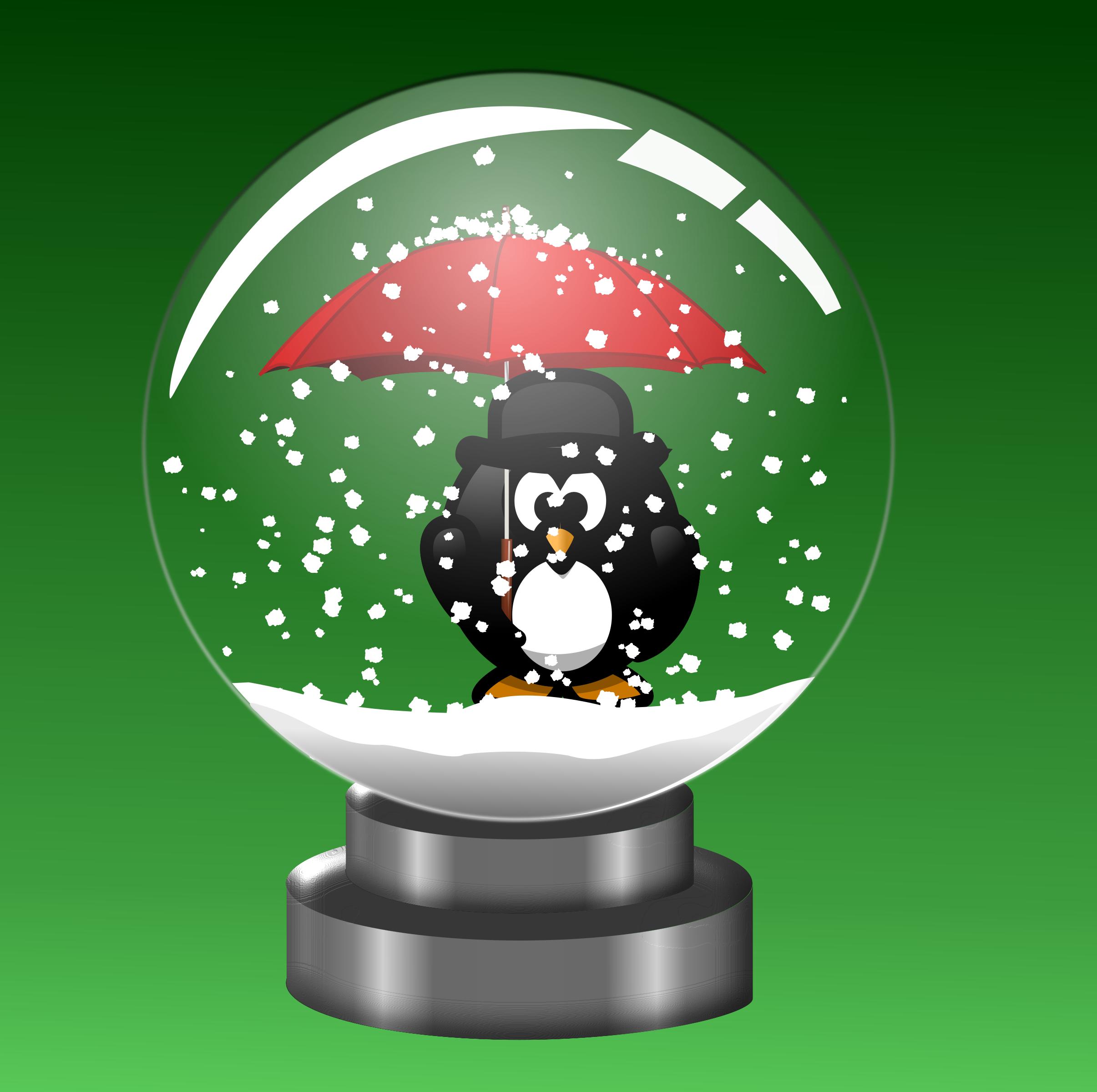 Snow Globe -Penguin with Umbrella png