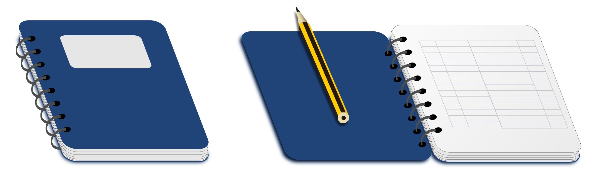 Spiral notebook with pencil png