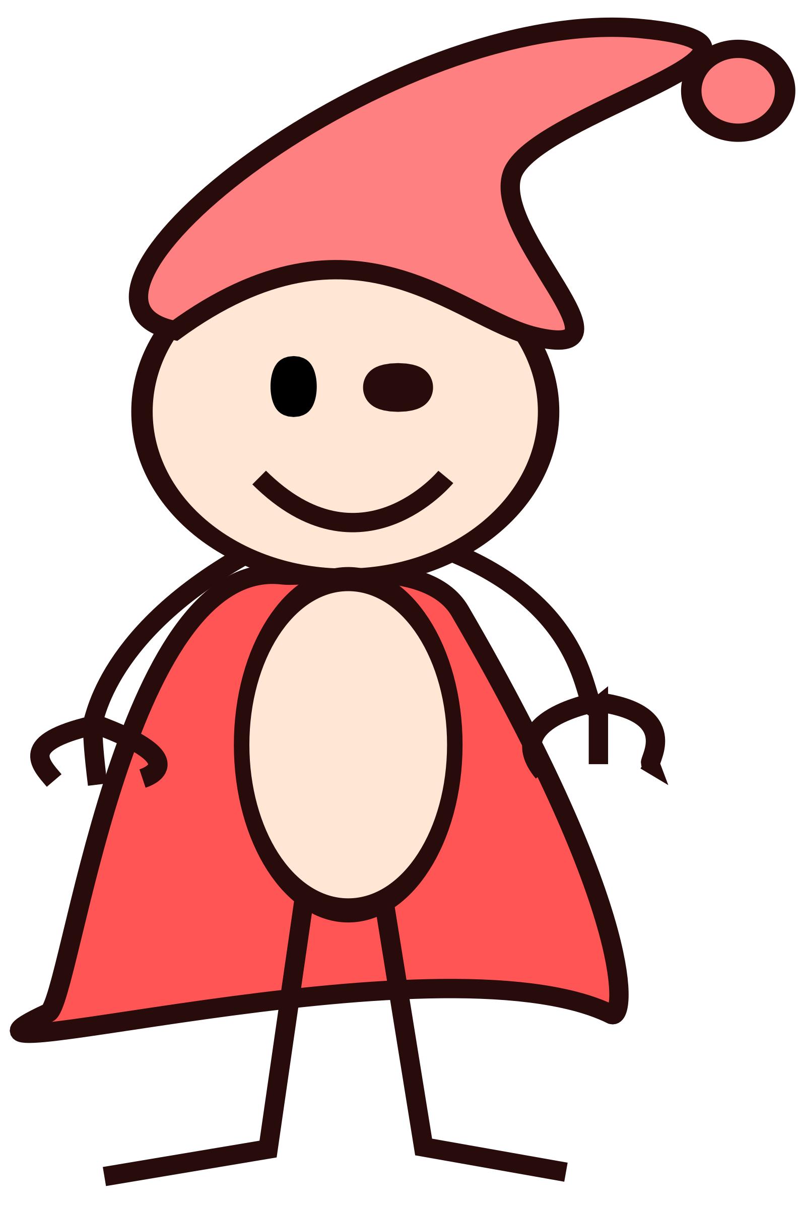 stick boy in a red cape with red hat png