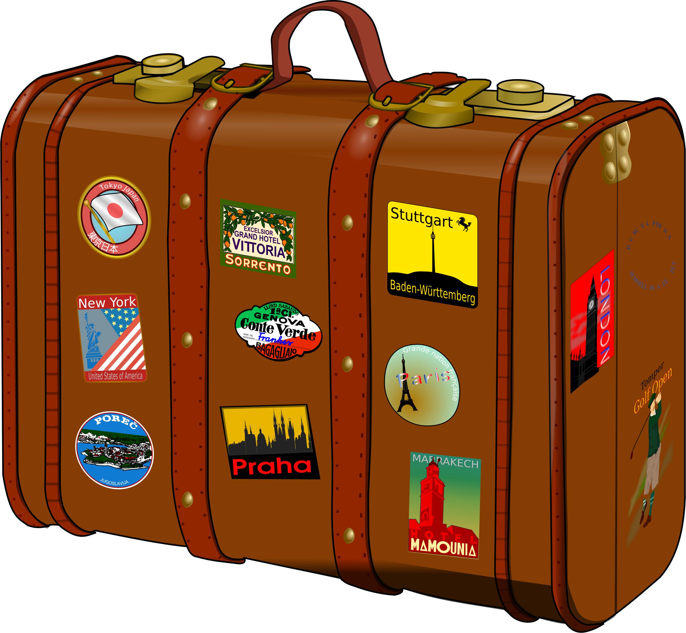 Suitcase With Stickers - No Trademarks (Remix) png