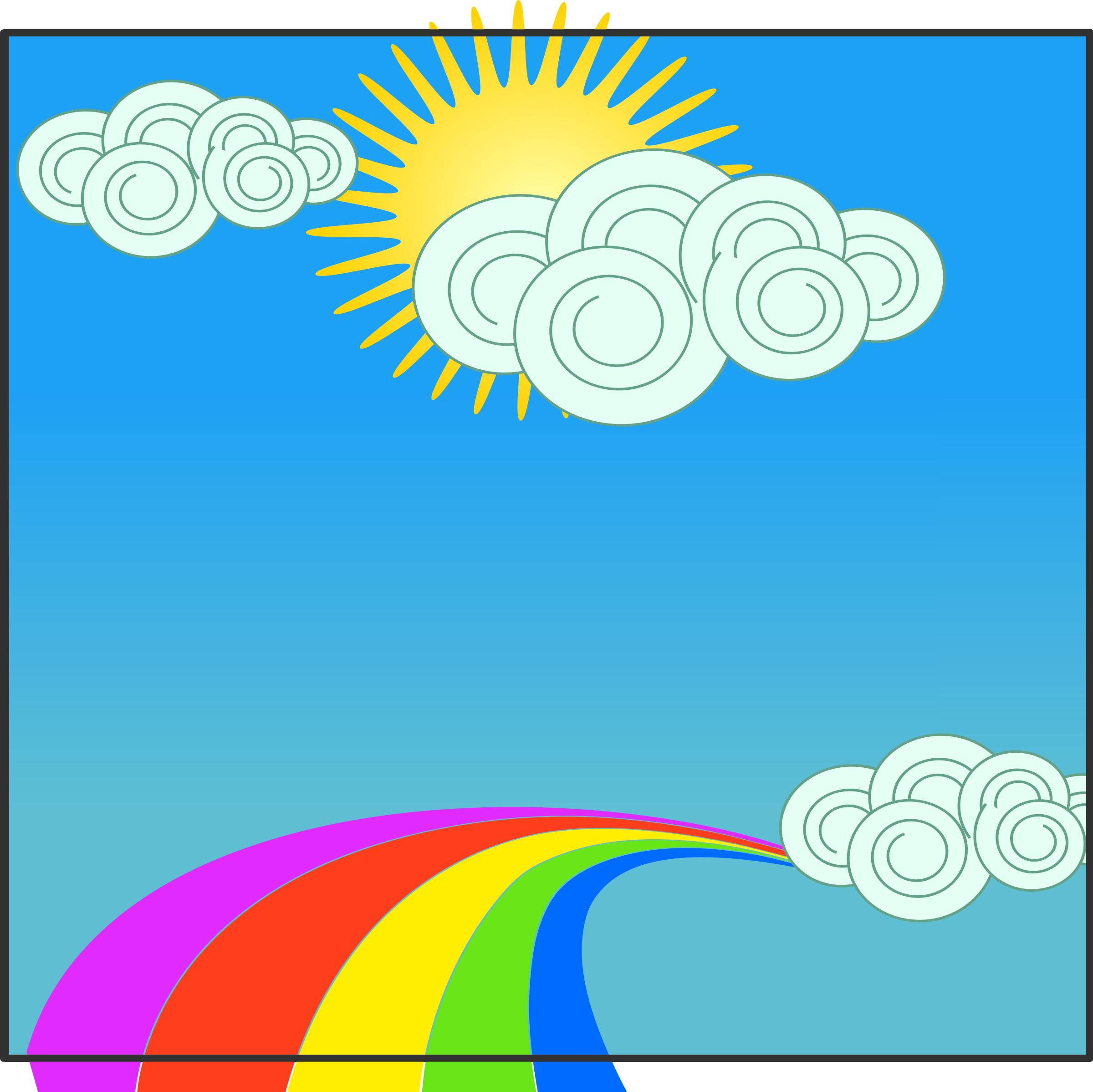 Sun, sky, clouds, and rainbow png