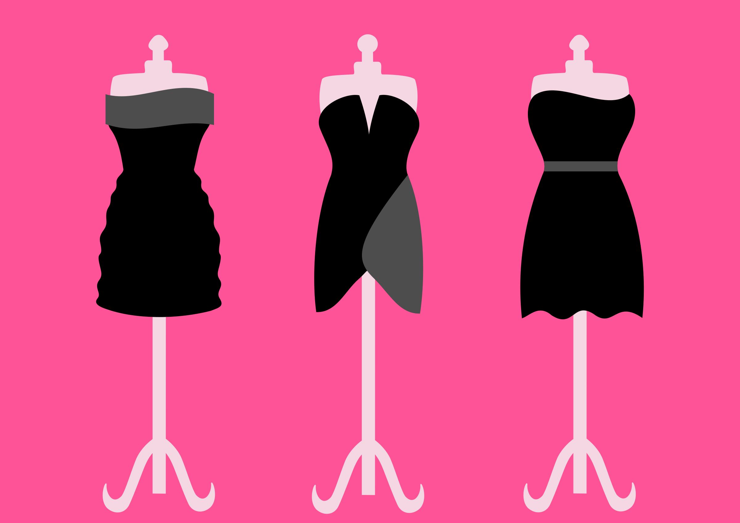 Three black dresses PNG icons