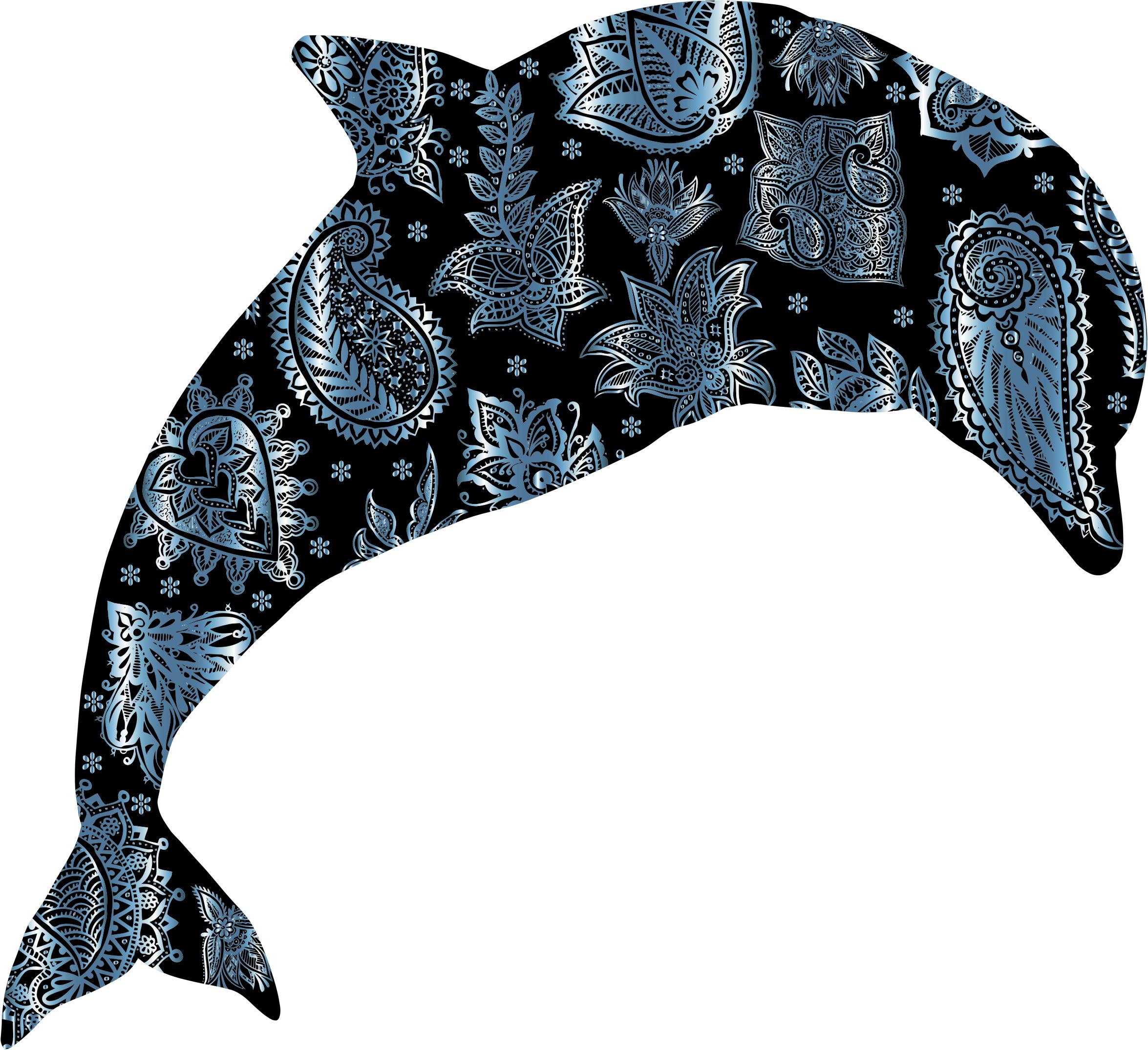 Turquoise Floral Pattern Dolphin png