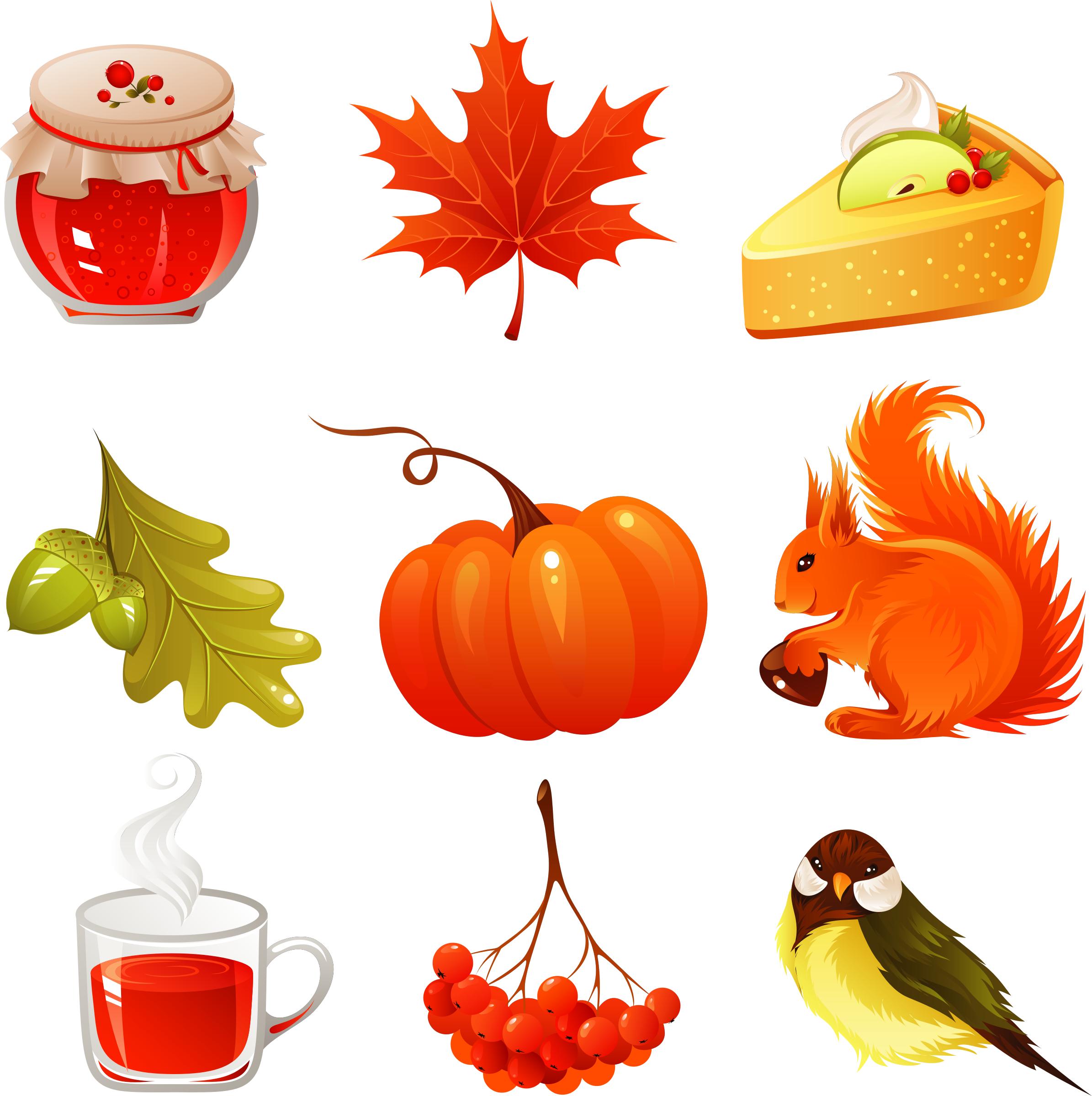 vector autumn icons set  png