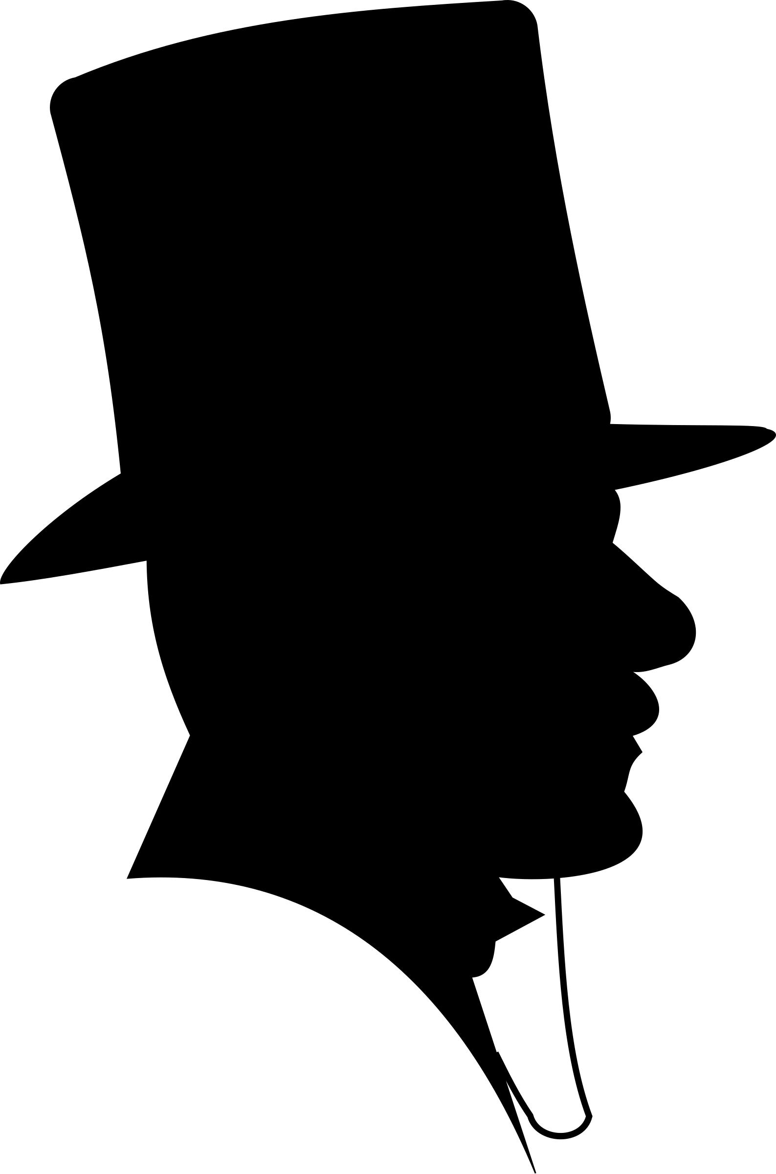 Victorian Man in Top Hat Silhoette Profile png