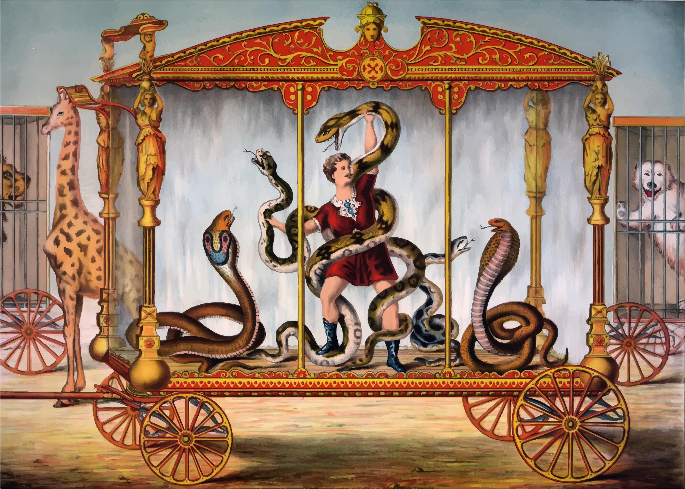 Vintage Circus Snake Handler png