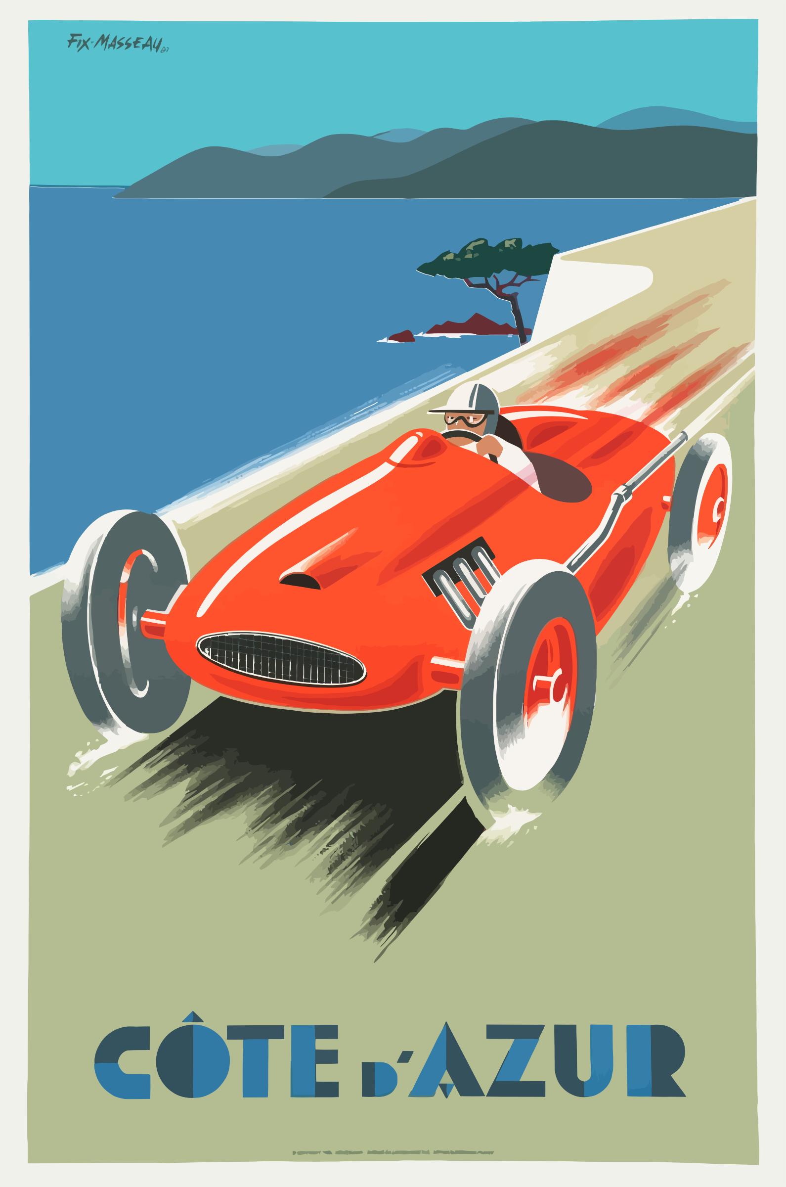Vintage Travel Poster Cote DAzure French Riviera icons