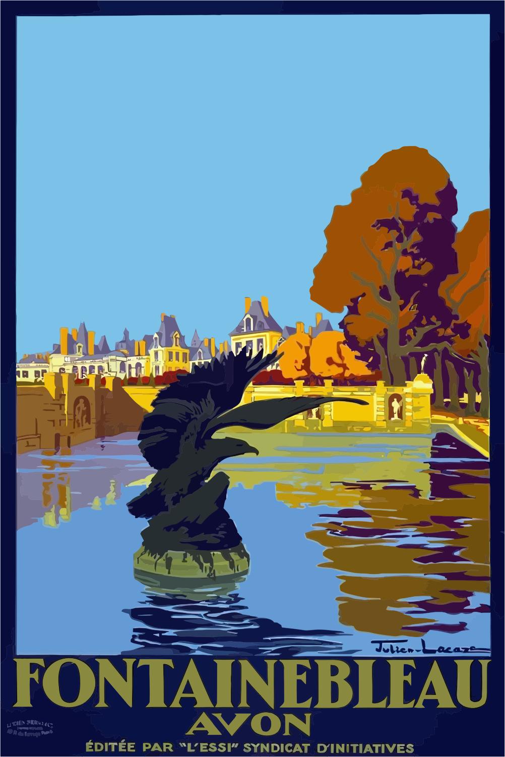 Vintage Travel Poster Fontainebleau Paris France png