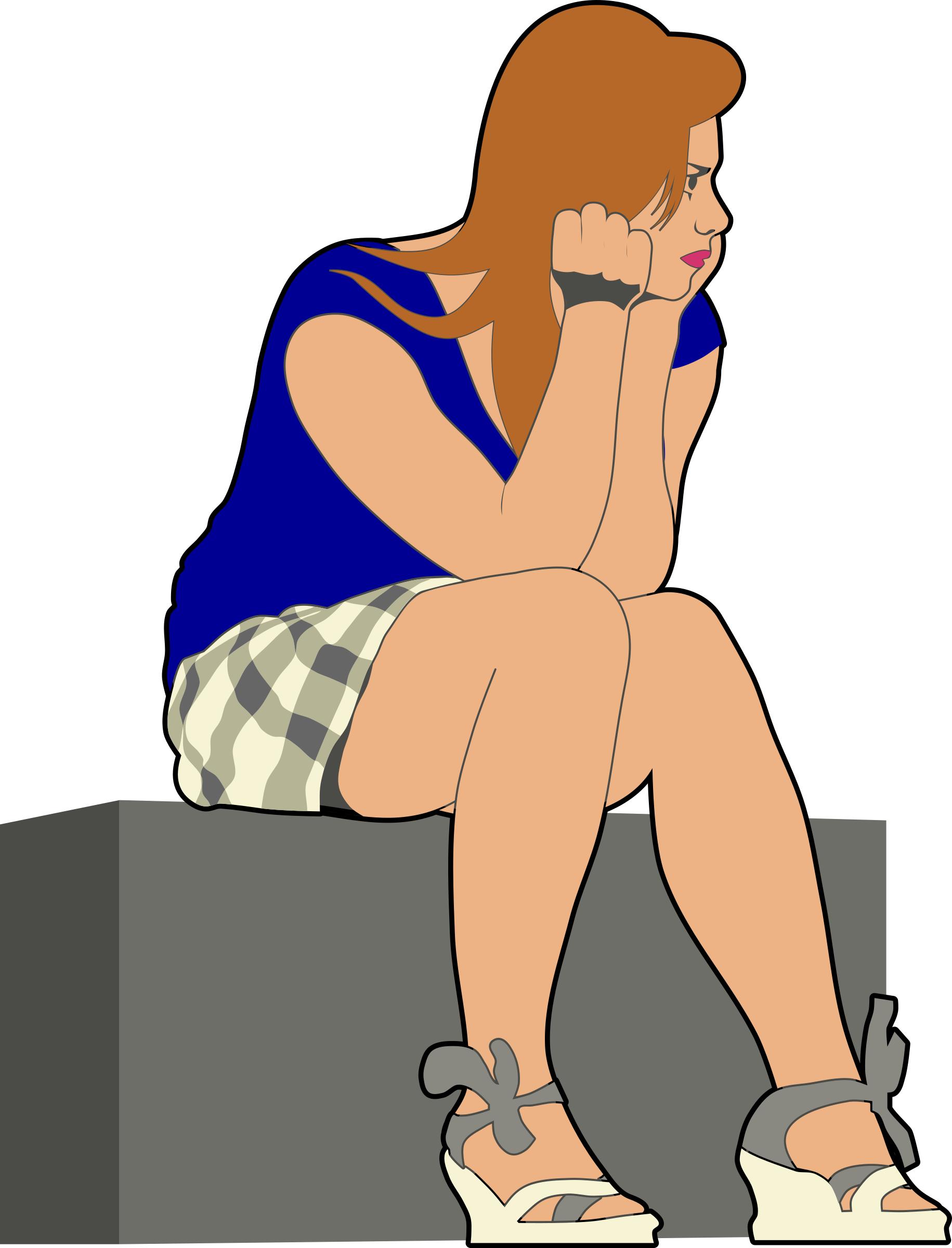Waiting girl P by Rones png
