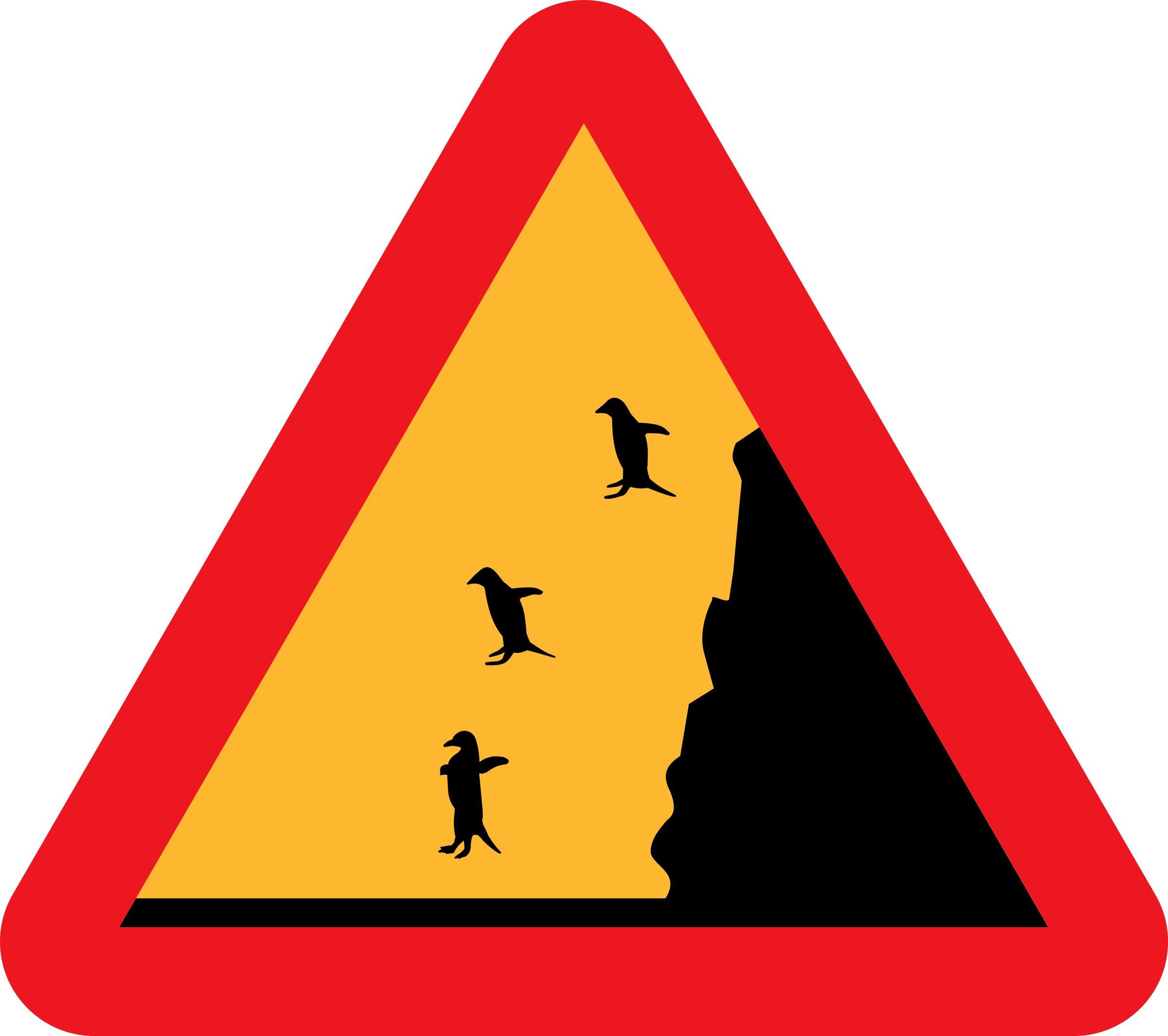 Warning falling penguins PNG icons