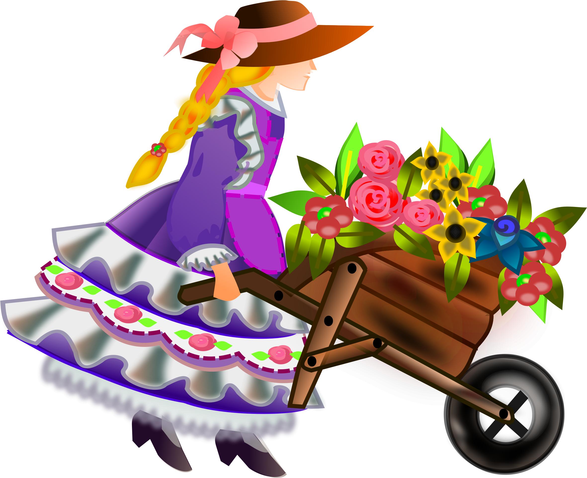 wheelbarrow with flowers PNG icons