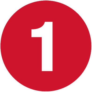 White Number 1 In Red Circle png icons