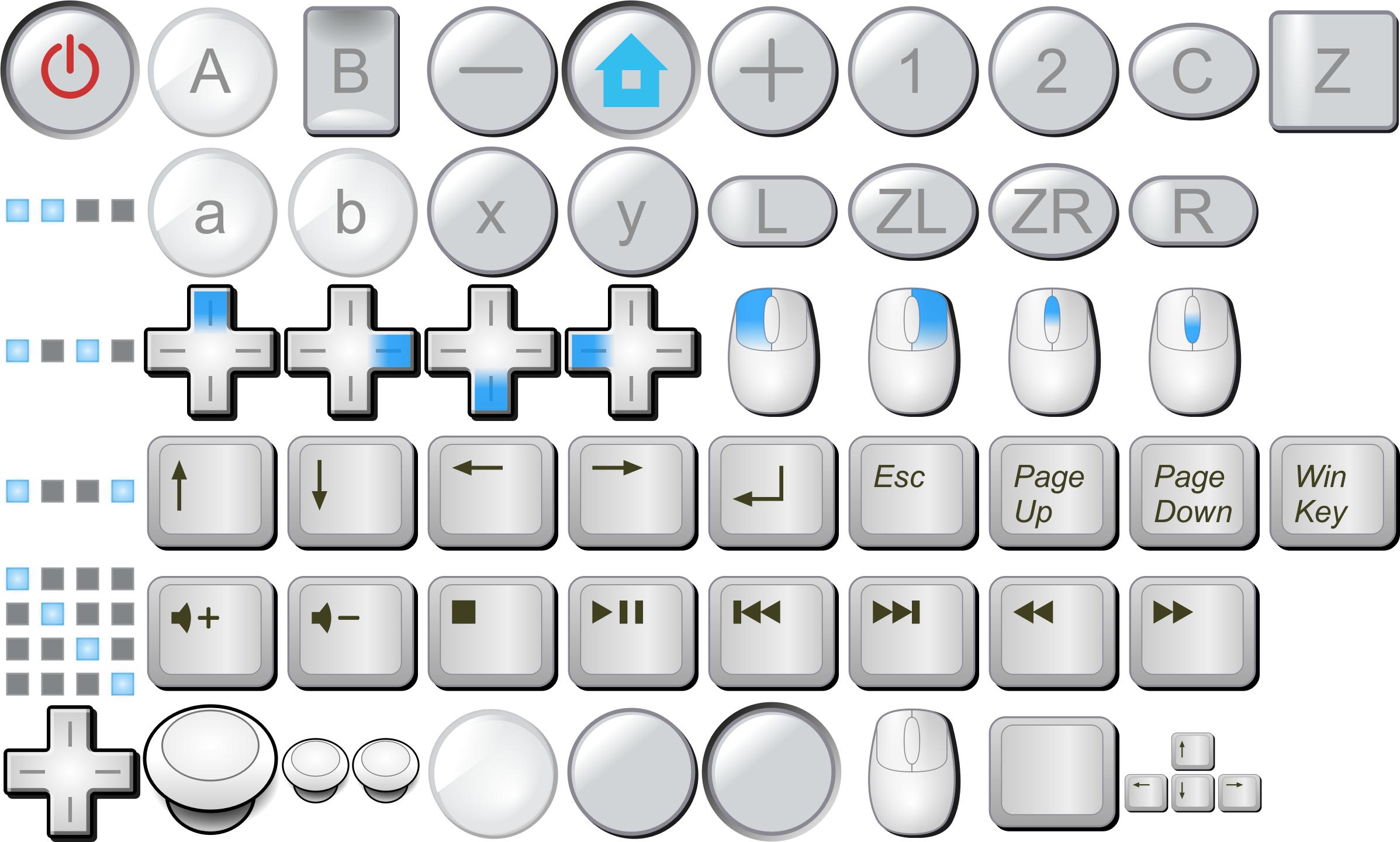 Wii buttons, mouse buttons, keyboard keys png