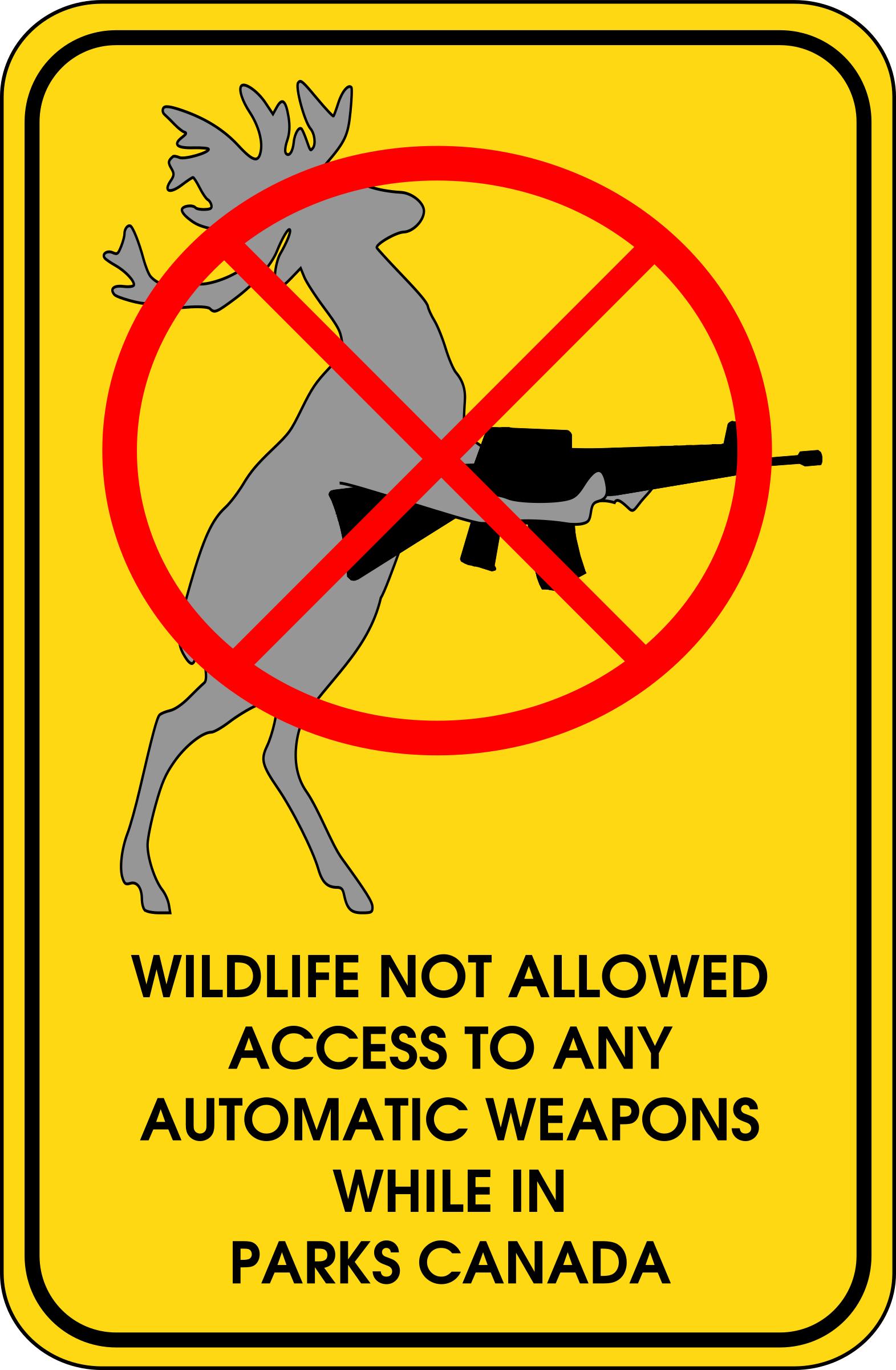 Wildlife Not Allowed To Access Automatic Weapons While In Parks Canada png