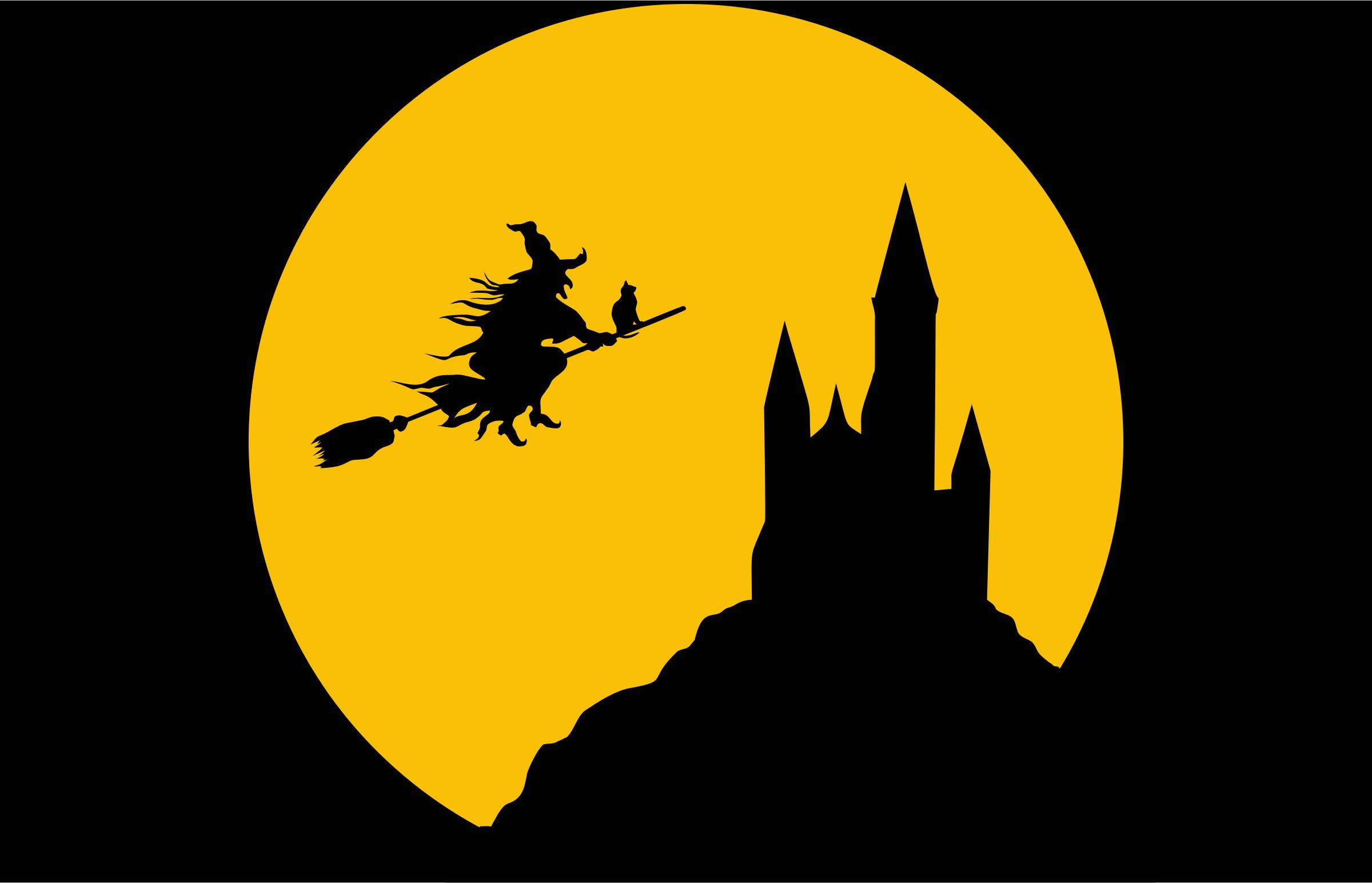 Witch Flying In Full Moon Silhouette png