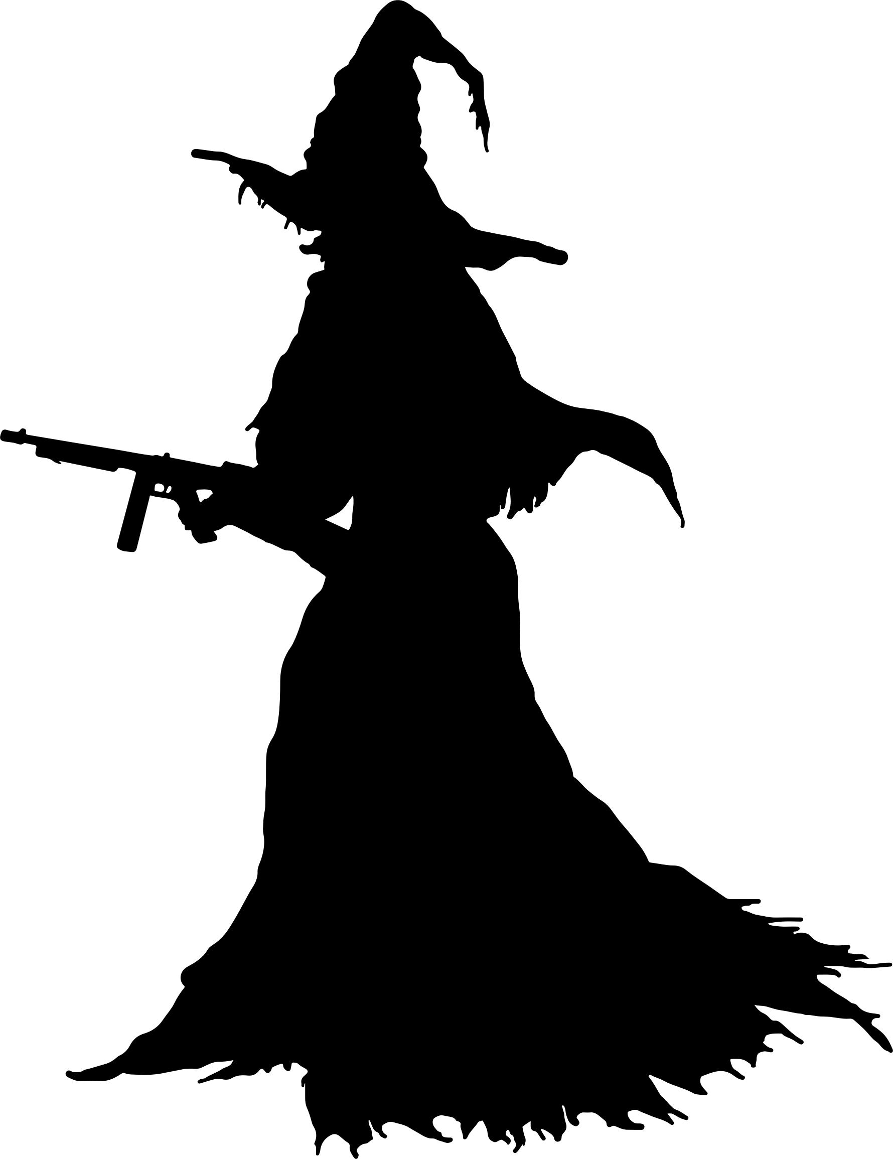 Witch With Machine Gun Silhouette png