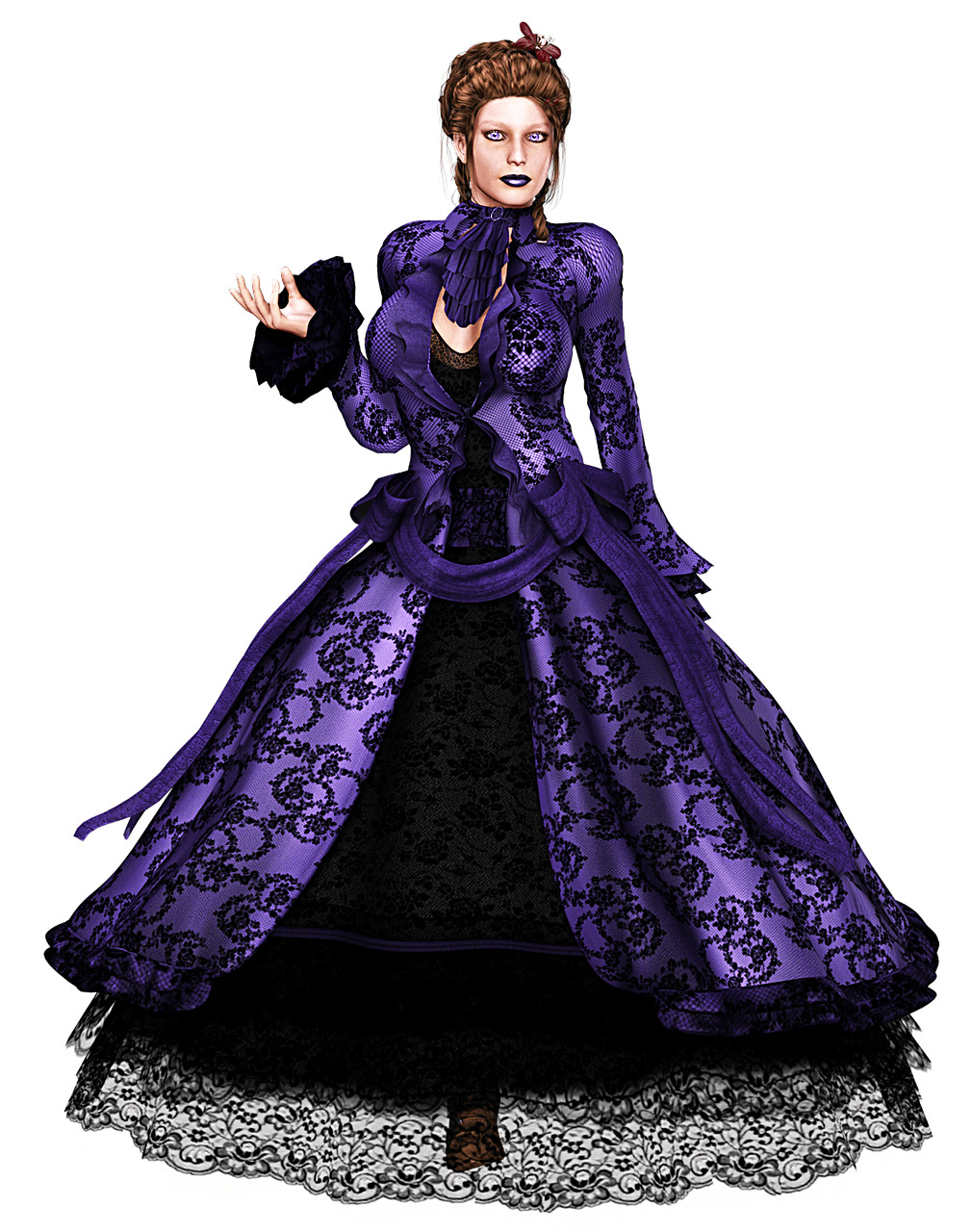 Woman In Long Purple Lace Dress icons