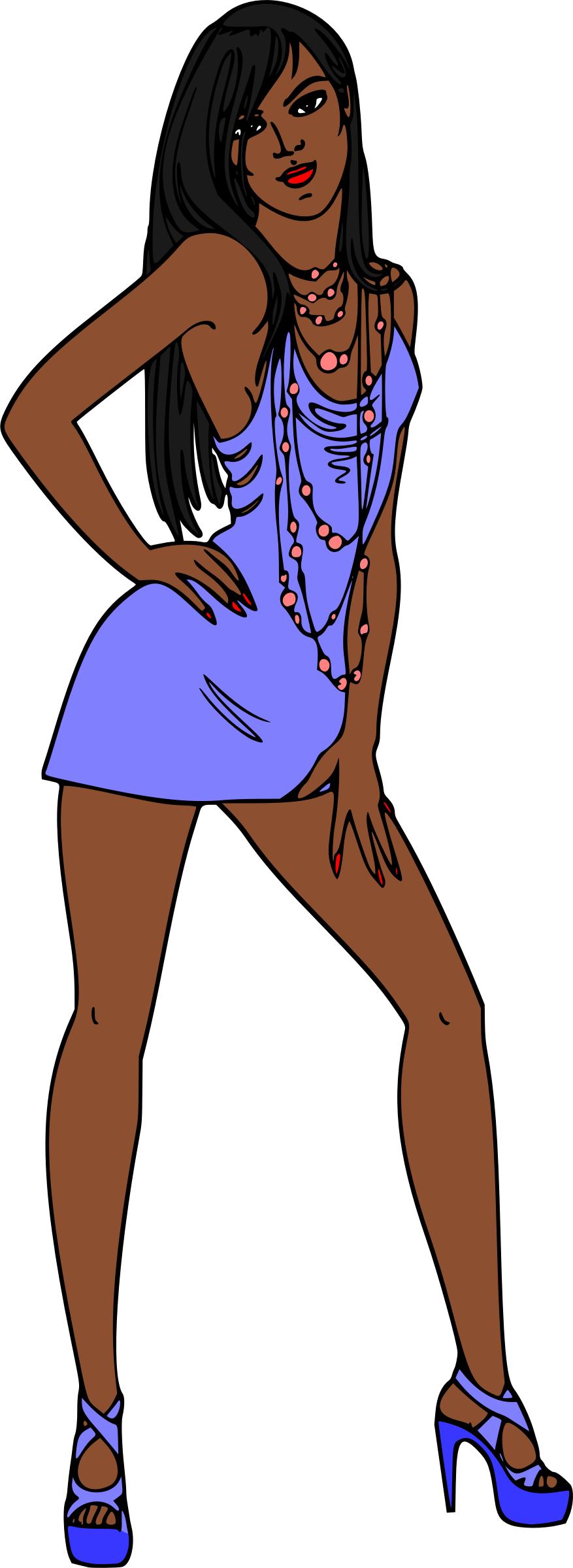 Woman in short blue dress icons