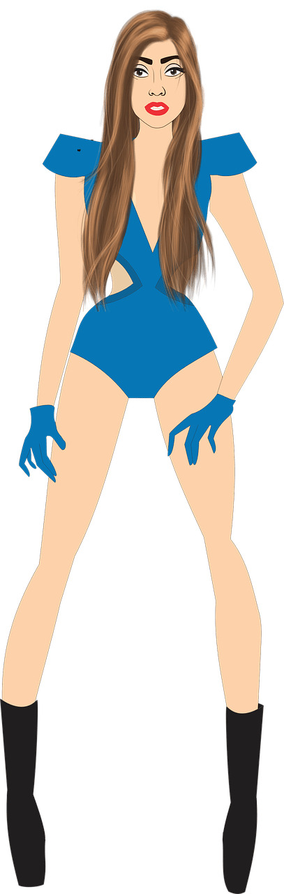 Woman Pinup Blue Leotard Clipart icons