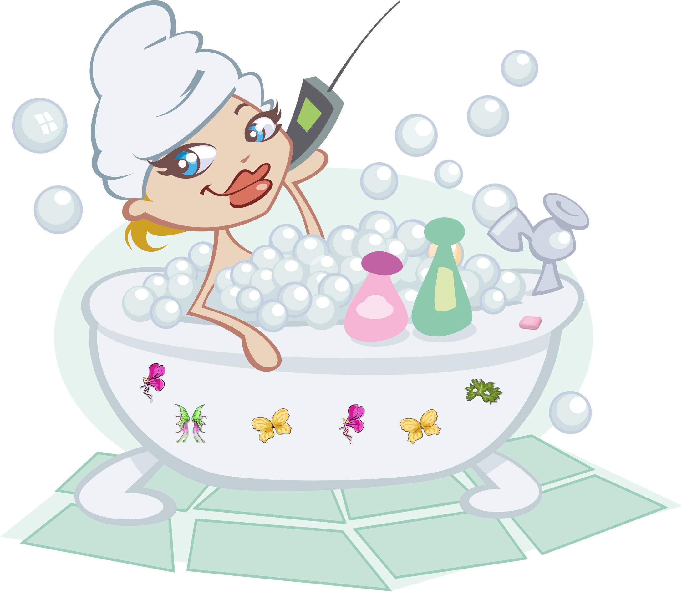 Woman Talking On The Phone In A Bubble Bath png