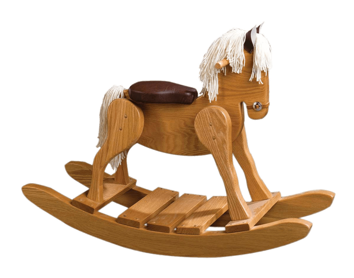 Wooden Rocking Horse With Padded Seat png icons