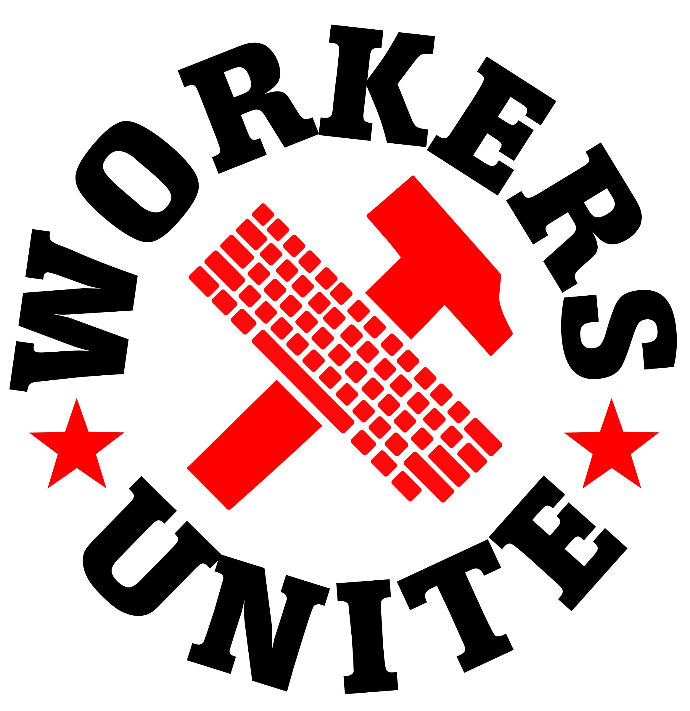 Workers of the world, unite! el pueblo unido jamas sera vencido! hammer and keyboard icons