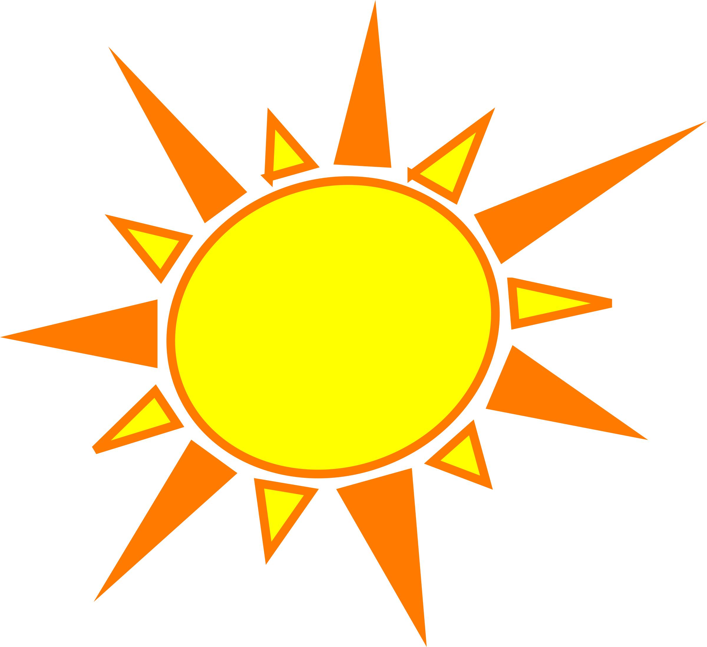 Yellow and orange sun icons