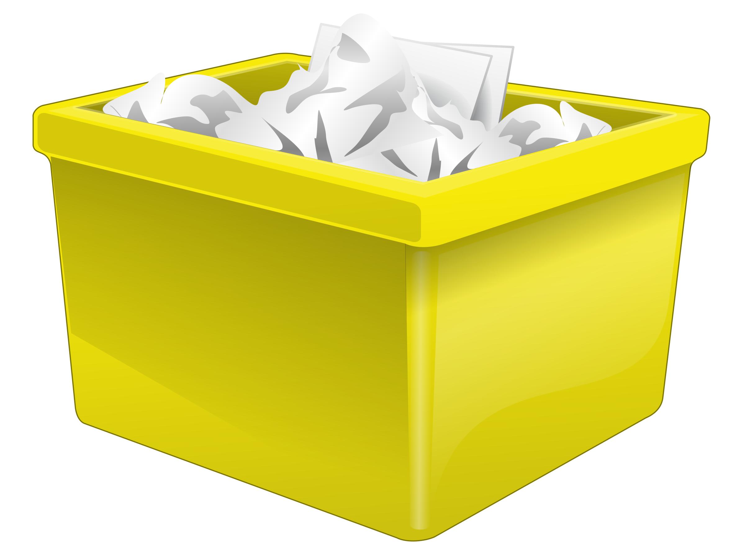 Yellow Plastic Box Filled With Paper png