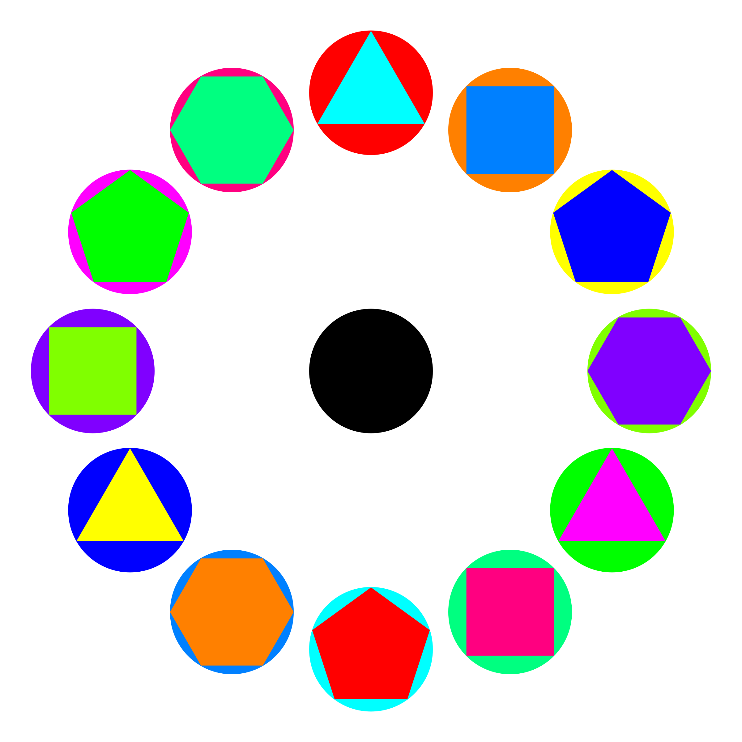 4 polygons in circles rainbow SVG Clip arts