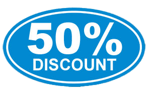 50% Discount Blue Sticker Clip arts