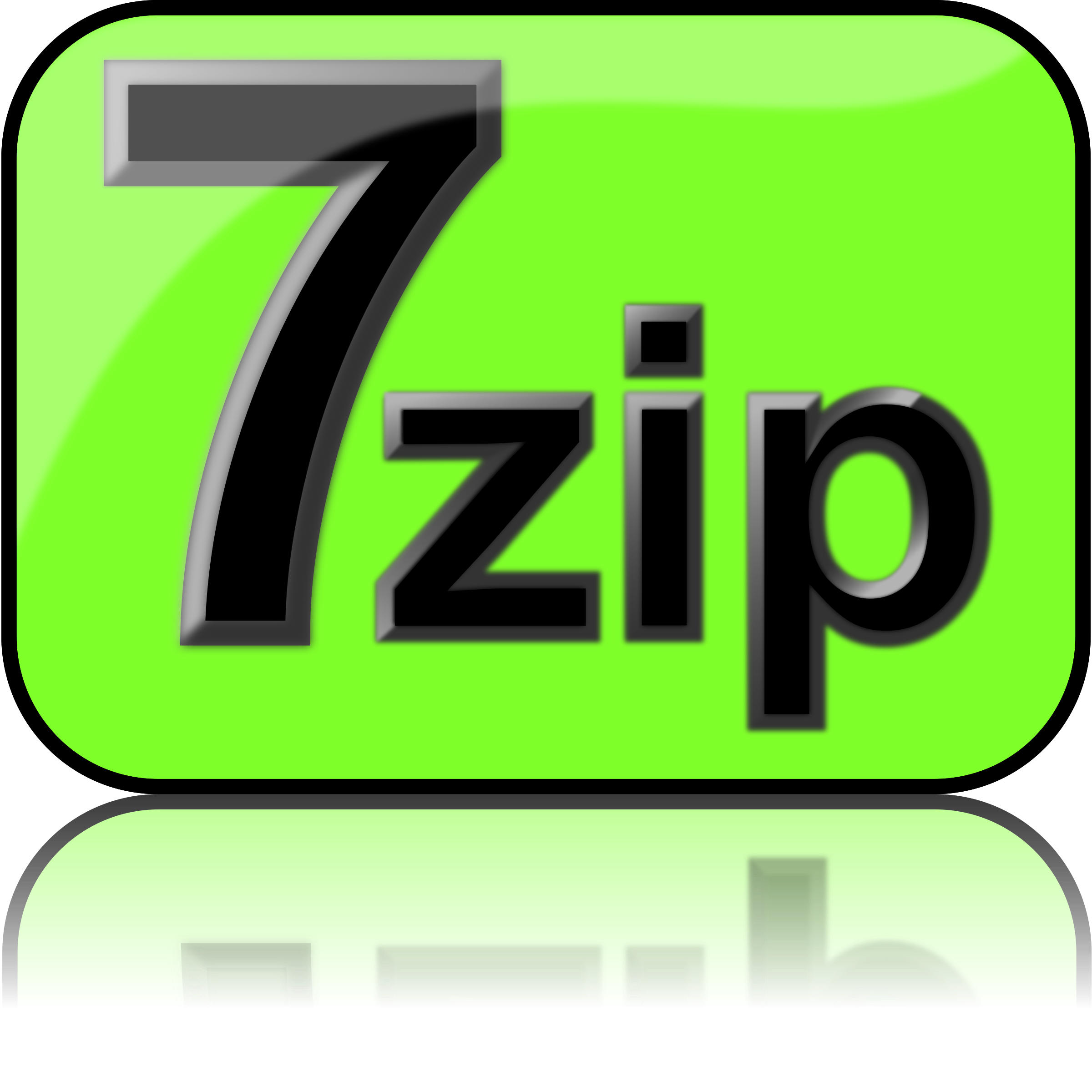 7zip Glossy Extrude Green SVG Clip arts