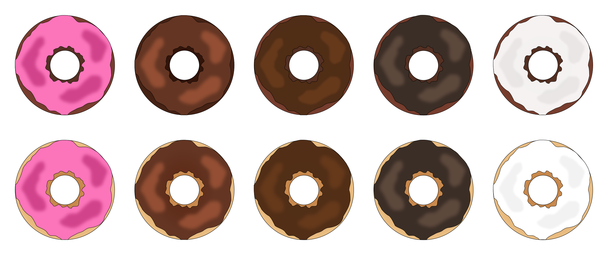 Assorted Plain Frosted Donuts SVG Clip arts
