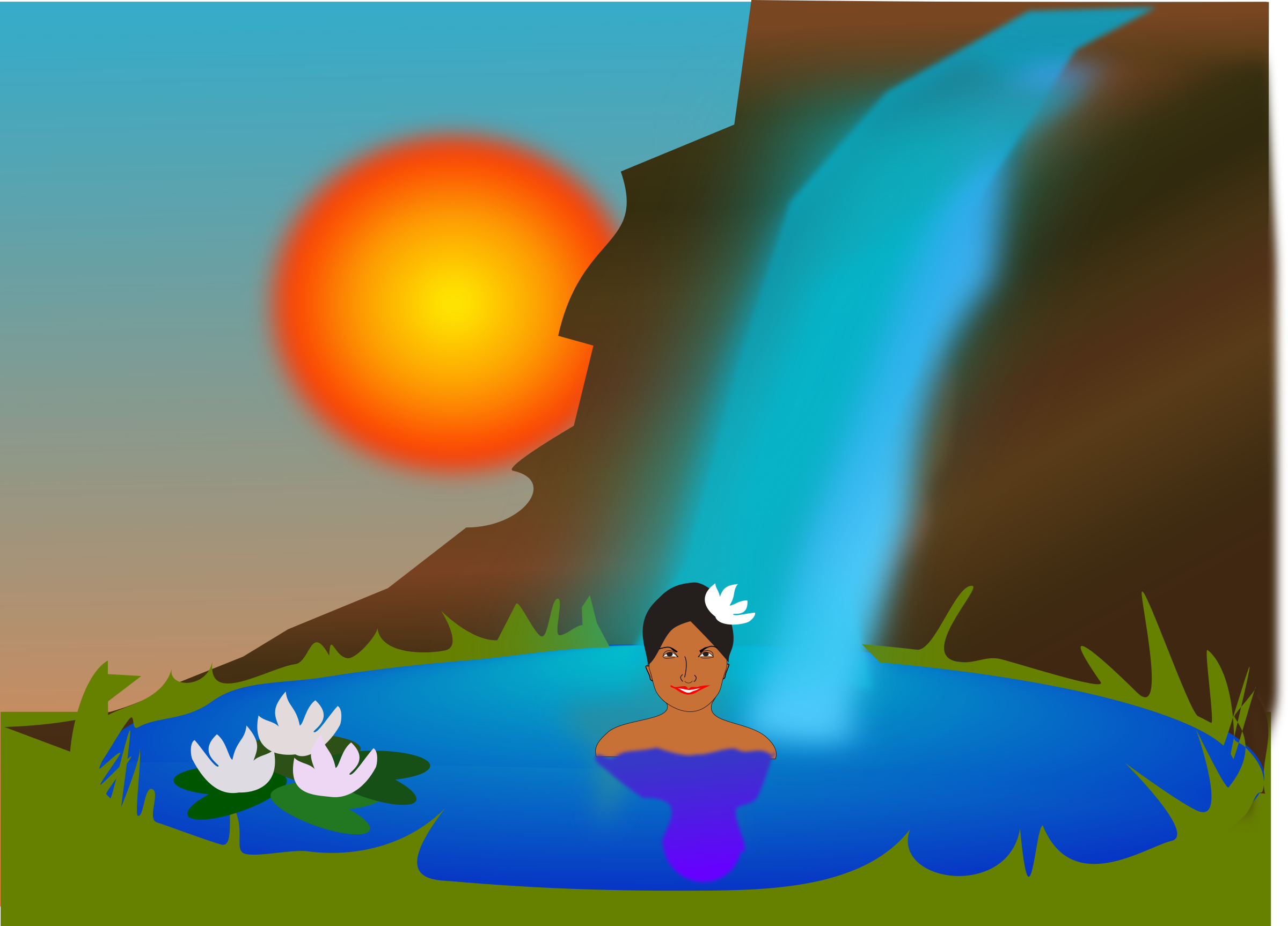 bathing in a waterfall PNG icon