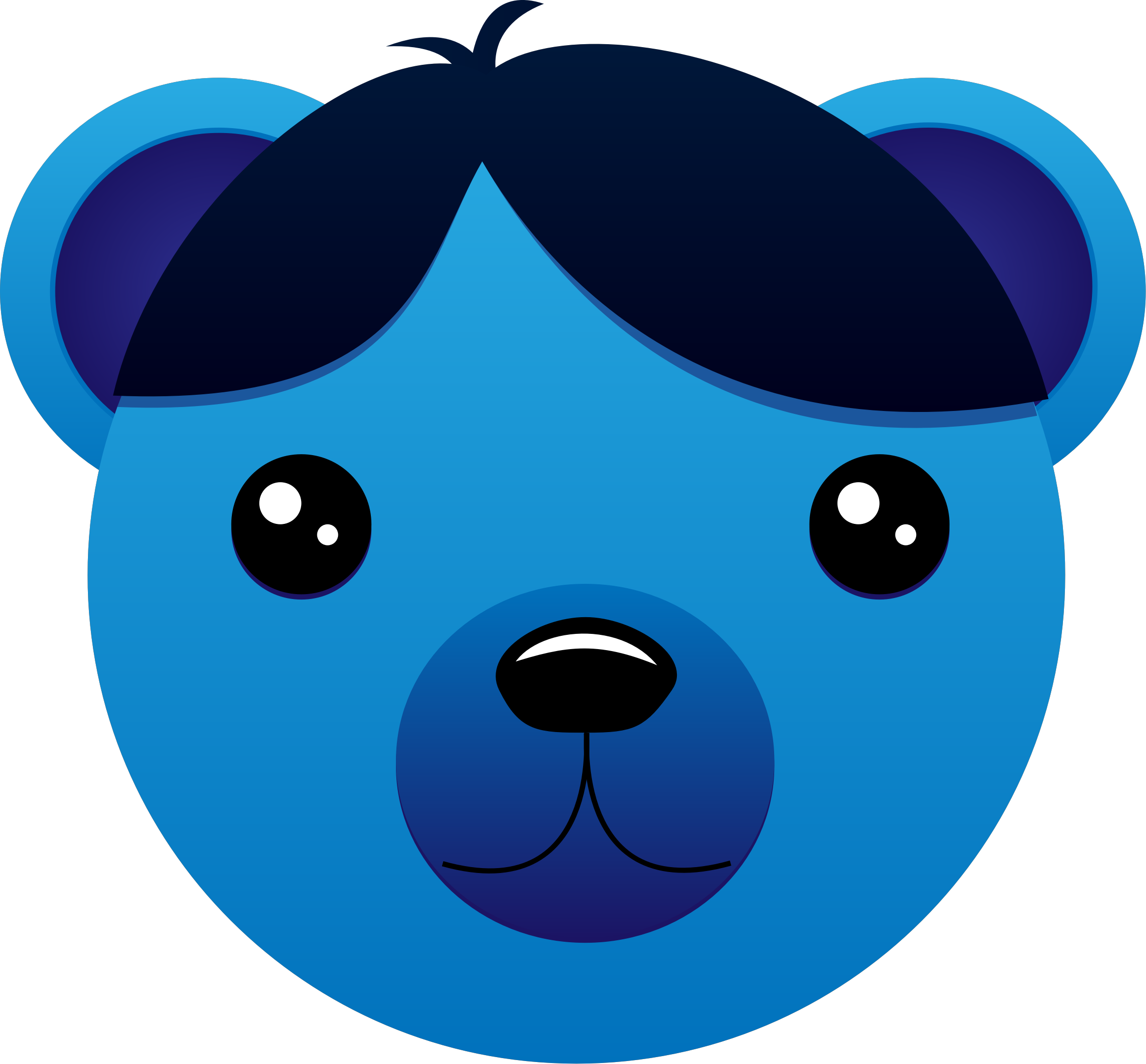 Blue Bear with parted hair SVG Clip arts